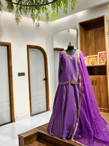Regal Purple Tissue Lehenga Set