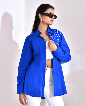 Electric Lines β Geometric Threadwork Shirt