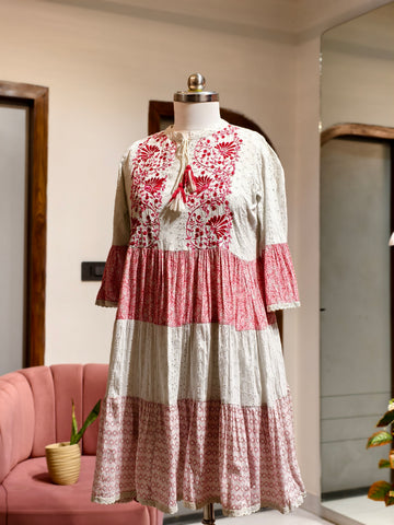 Blush Bloom Chikankari Dress