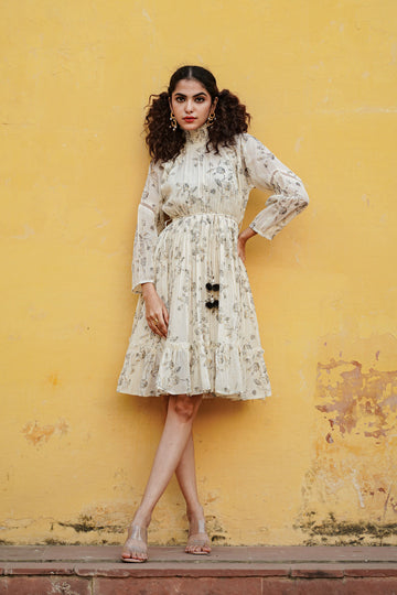 HIGH NECK FLORAL DRESS