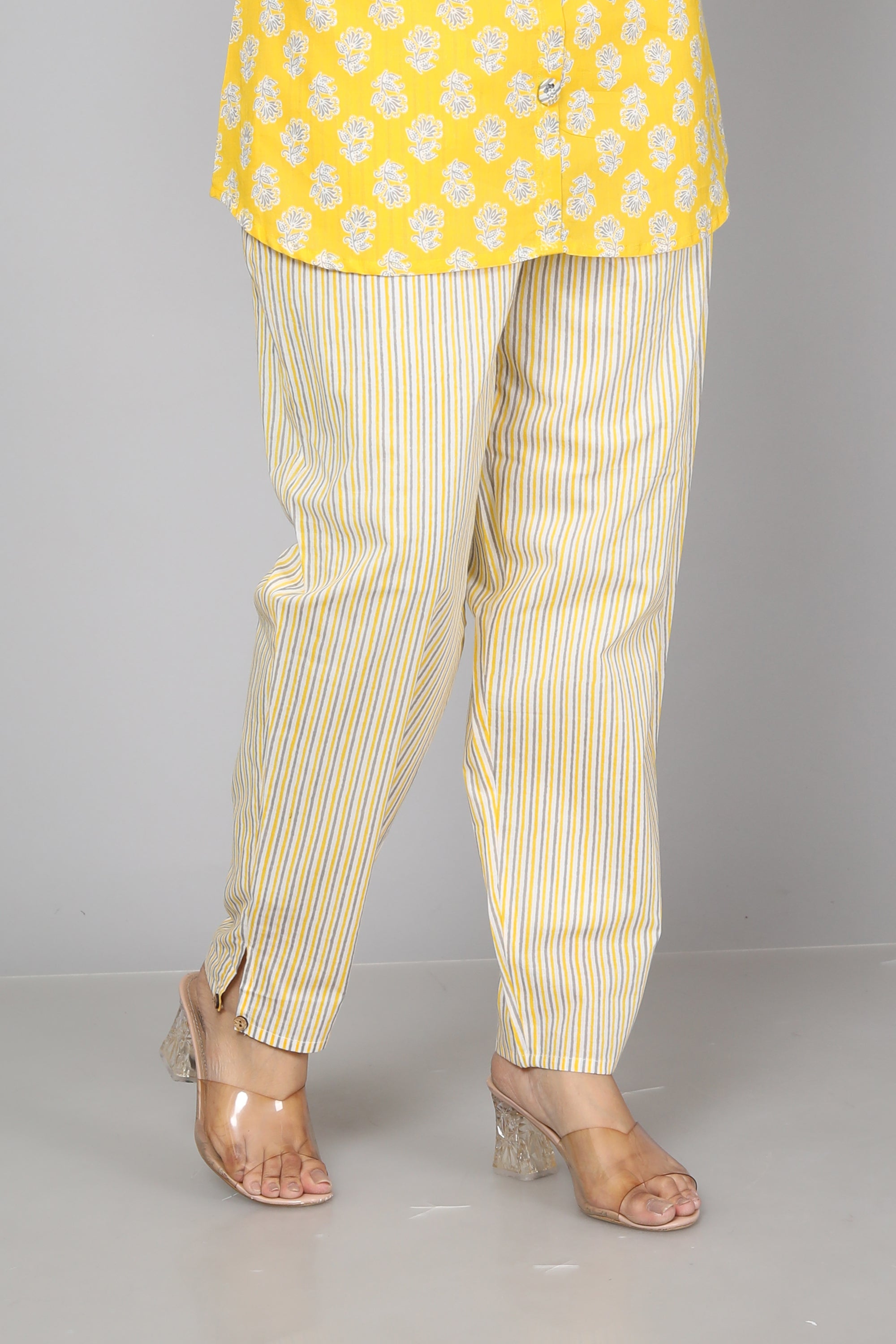 Yellow & White Printed Cotton Dream Coord Set