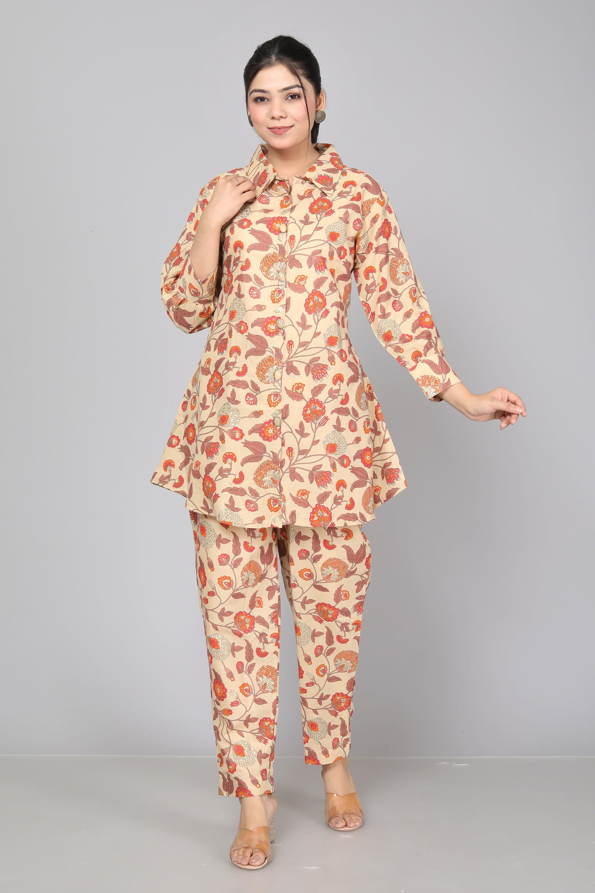 Fiesta Flame Orange & Red Printed Cotton Coord Set ( BOGO )