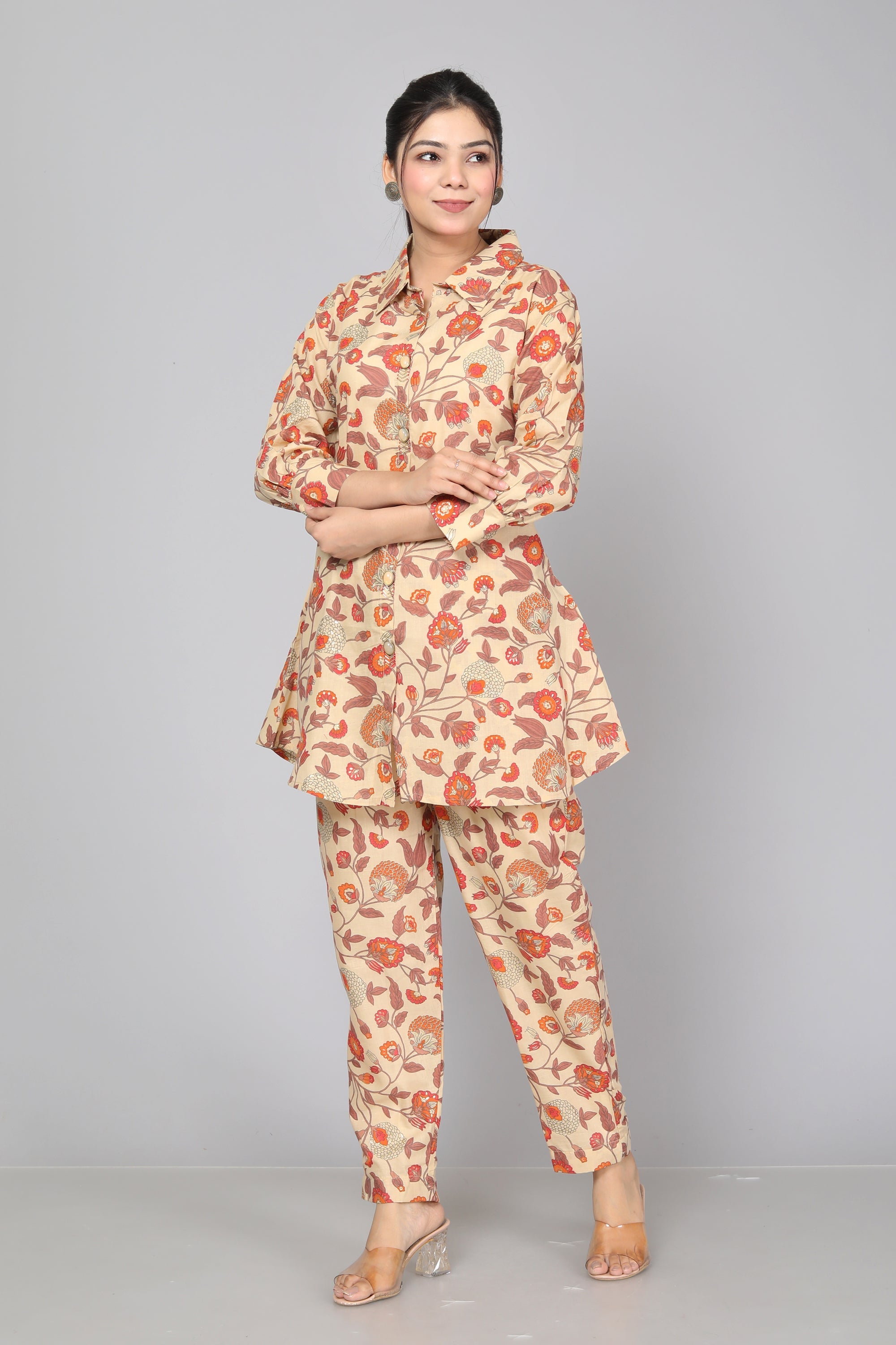 Fiesta Flame Orange & Red Printed Cotton Coord Set ( BOGO )