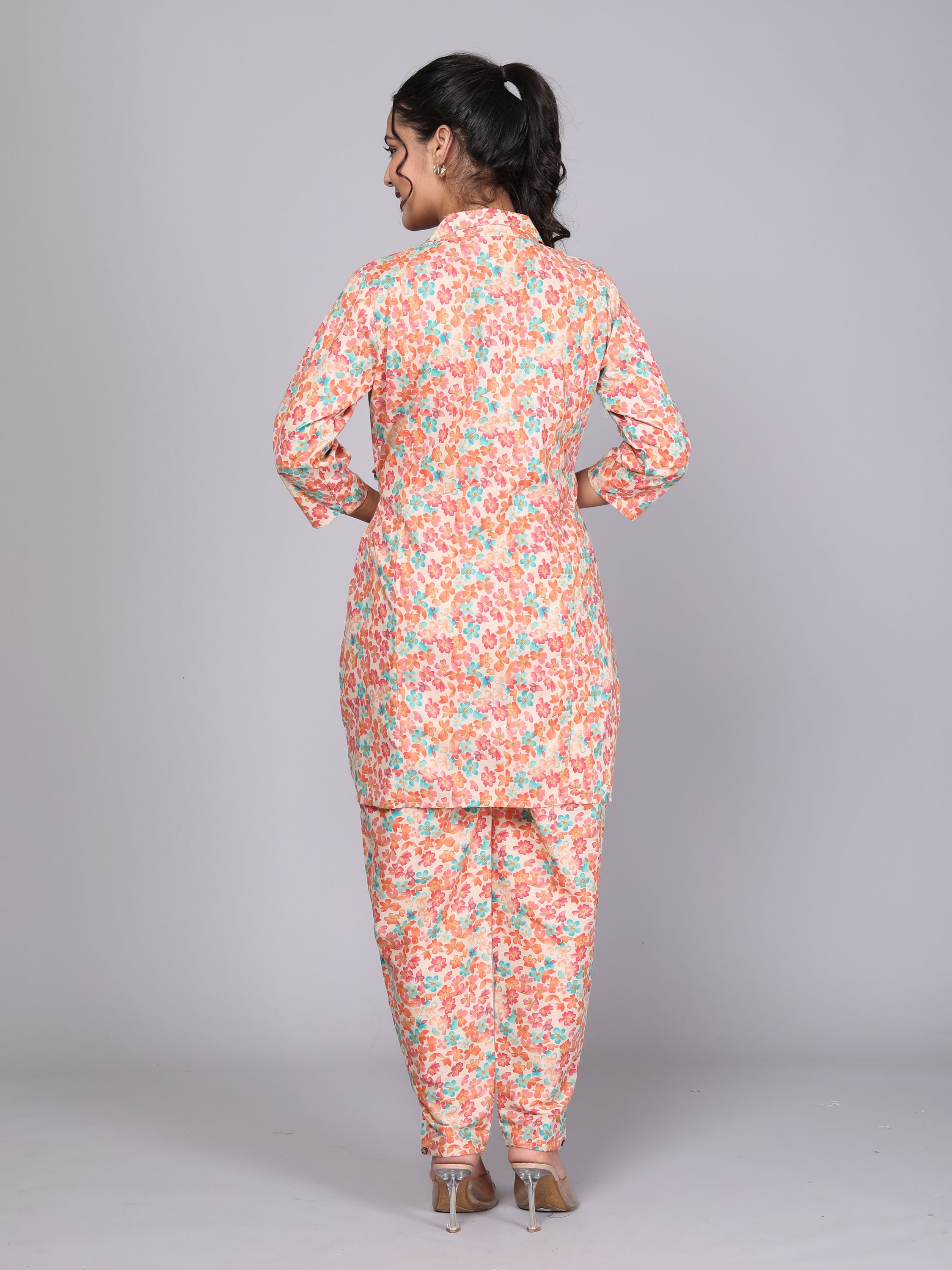 Pink Floral Printed Cotton Dream Coord Set (BOGO)