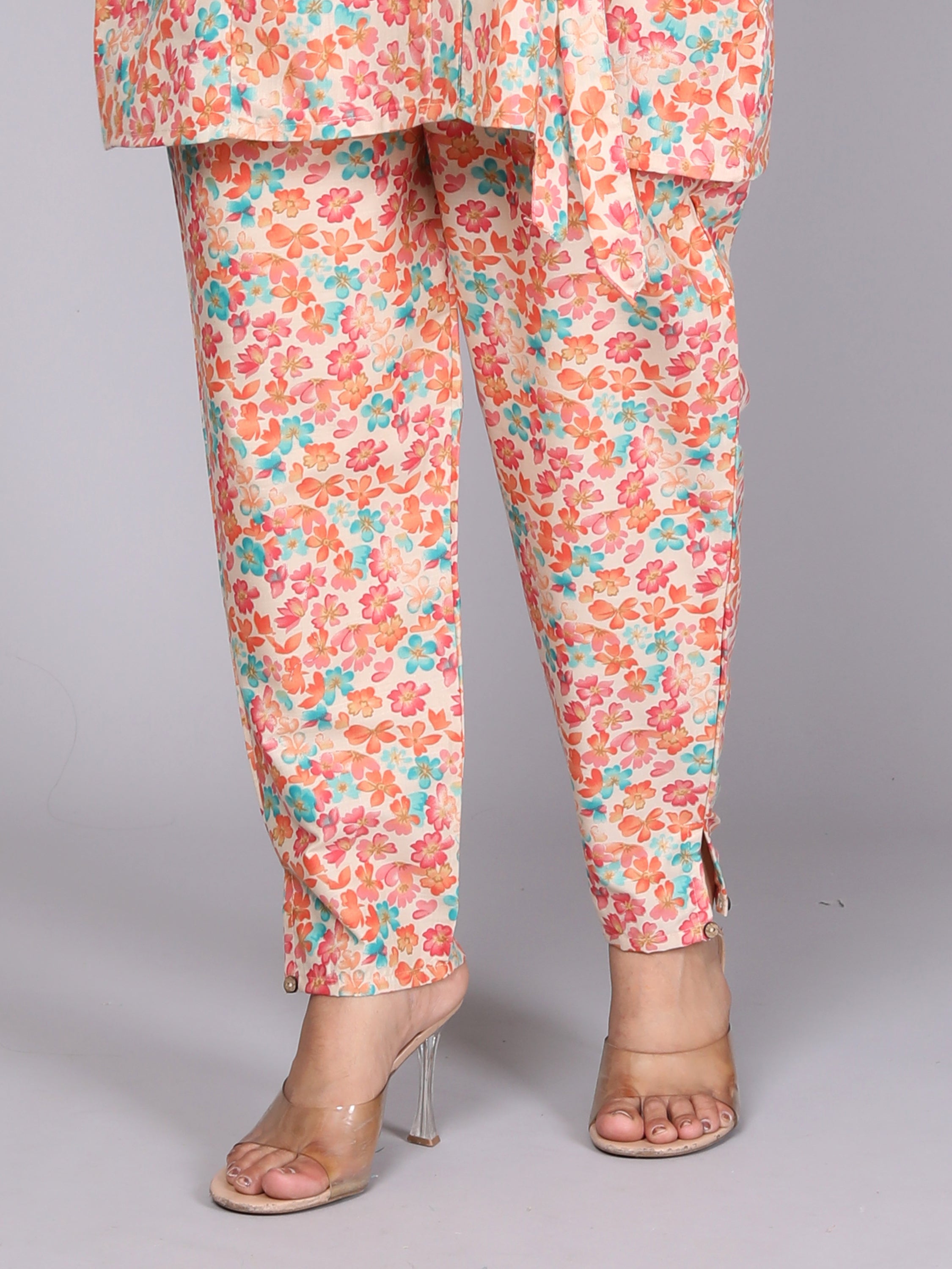Pink Floral Printed Cotton Dream Coord Set (BOGO)