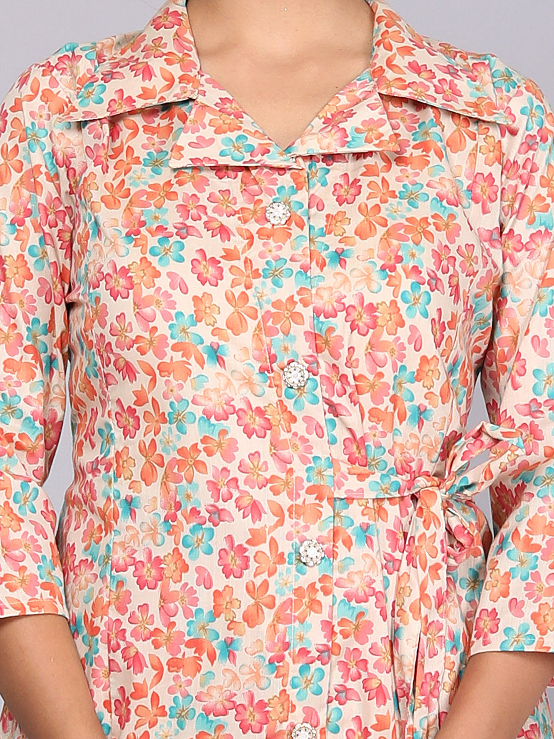 Pink Floral Printed Cotton Dream Coord Set (BOGO)