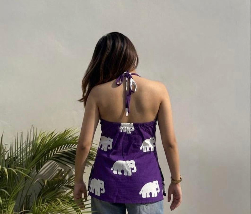Purple Elephant Backless Kurti
