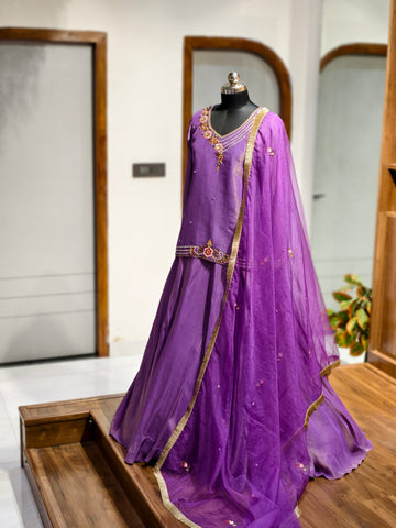Regal Purple Tissue Lehenga Set