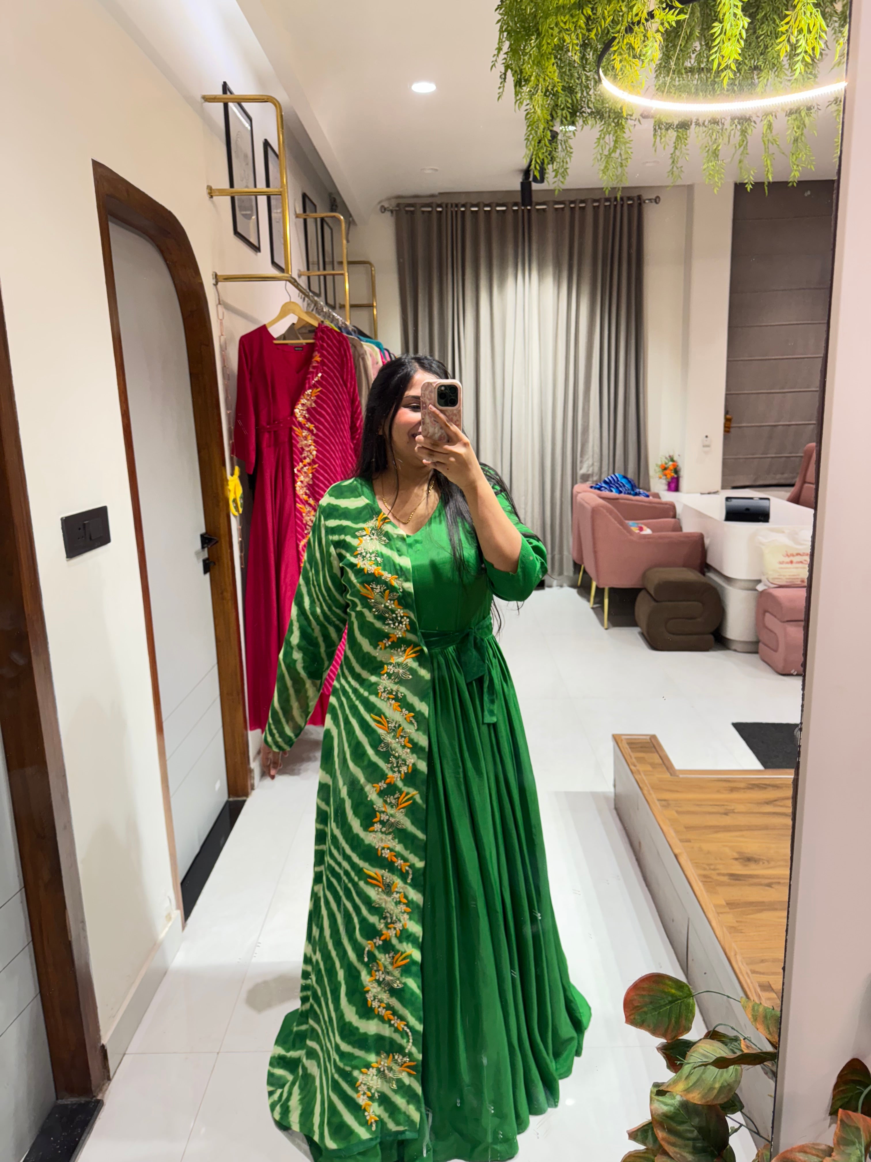 Emerald Leheriya Shrug Gown