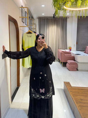 Butterfly Handwork Sharara Set