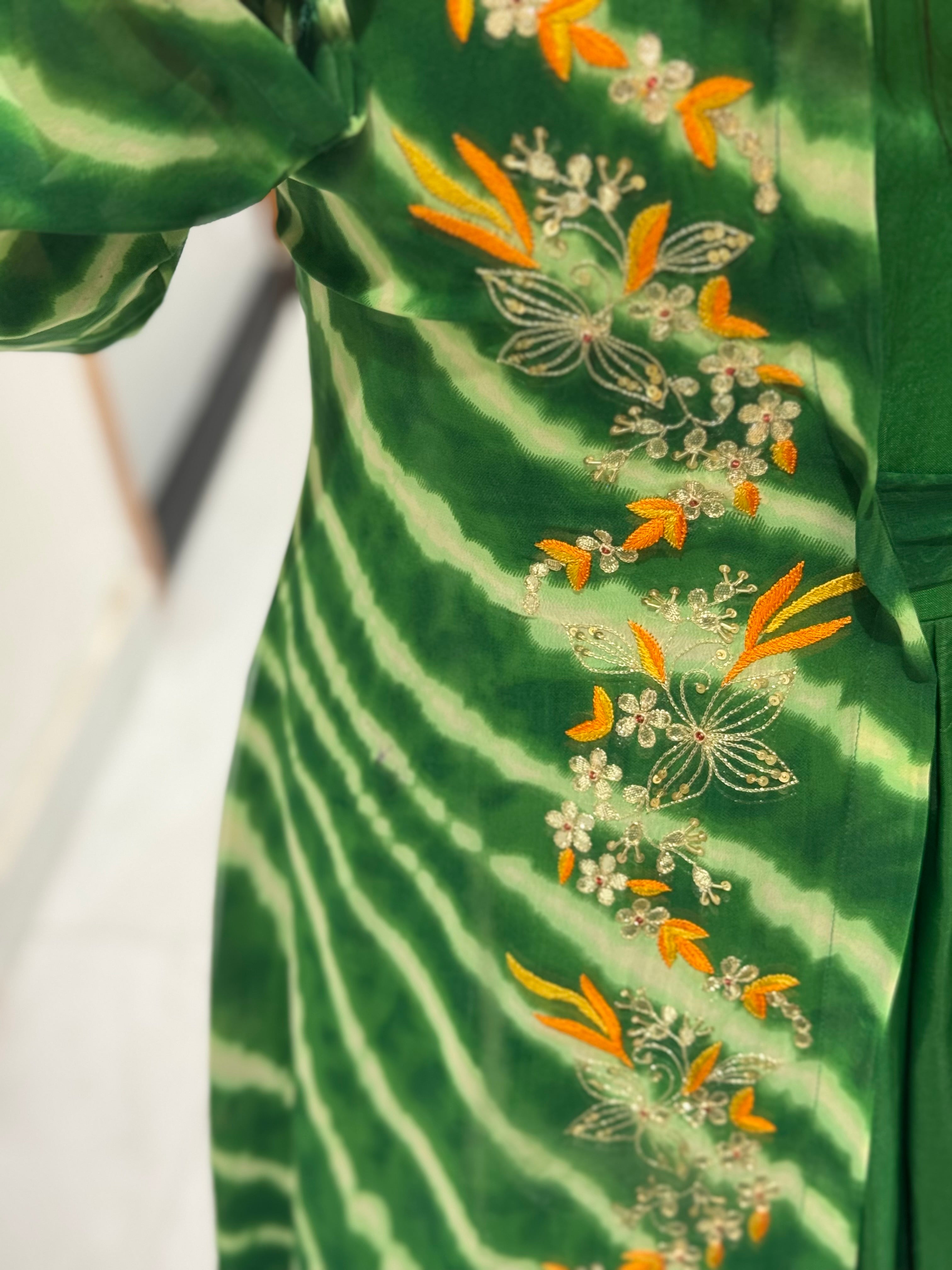 Emerald Leheriya Shrug Gown