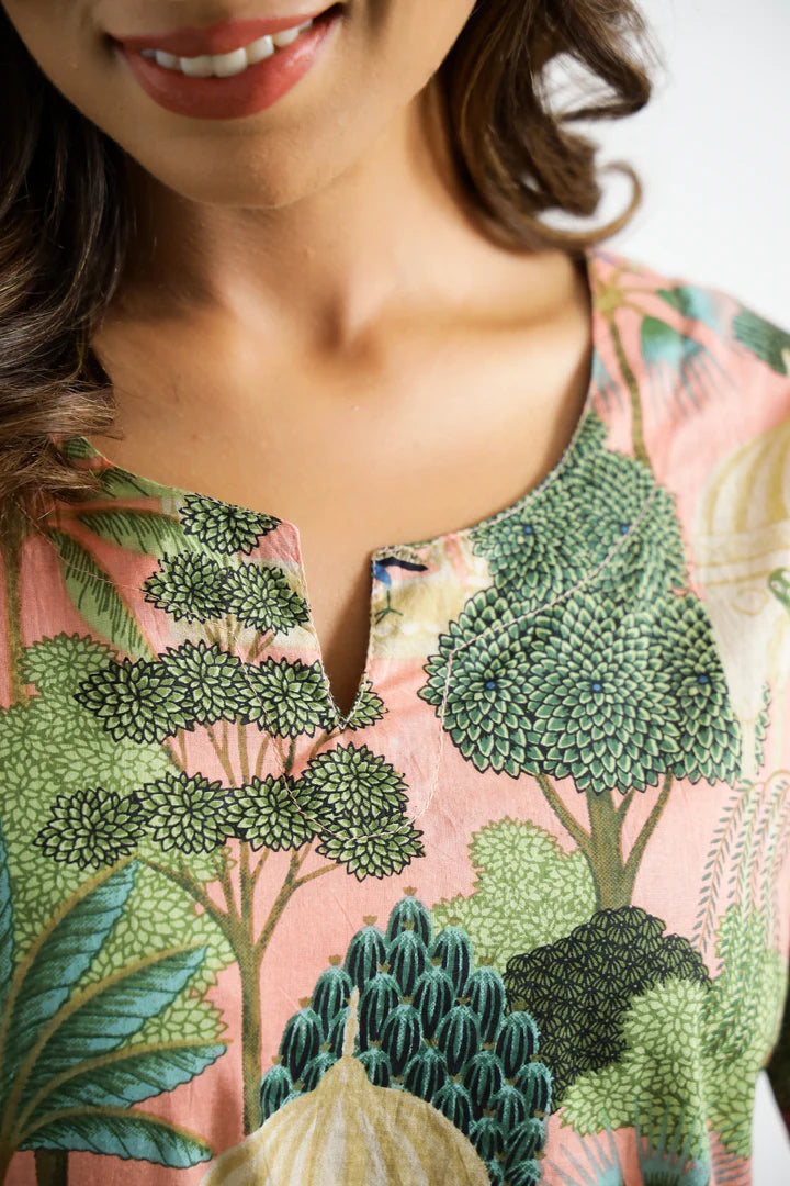 Fusion Green Peacock Cotton Coord Set