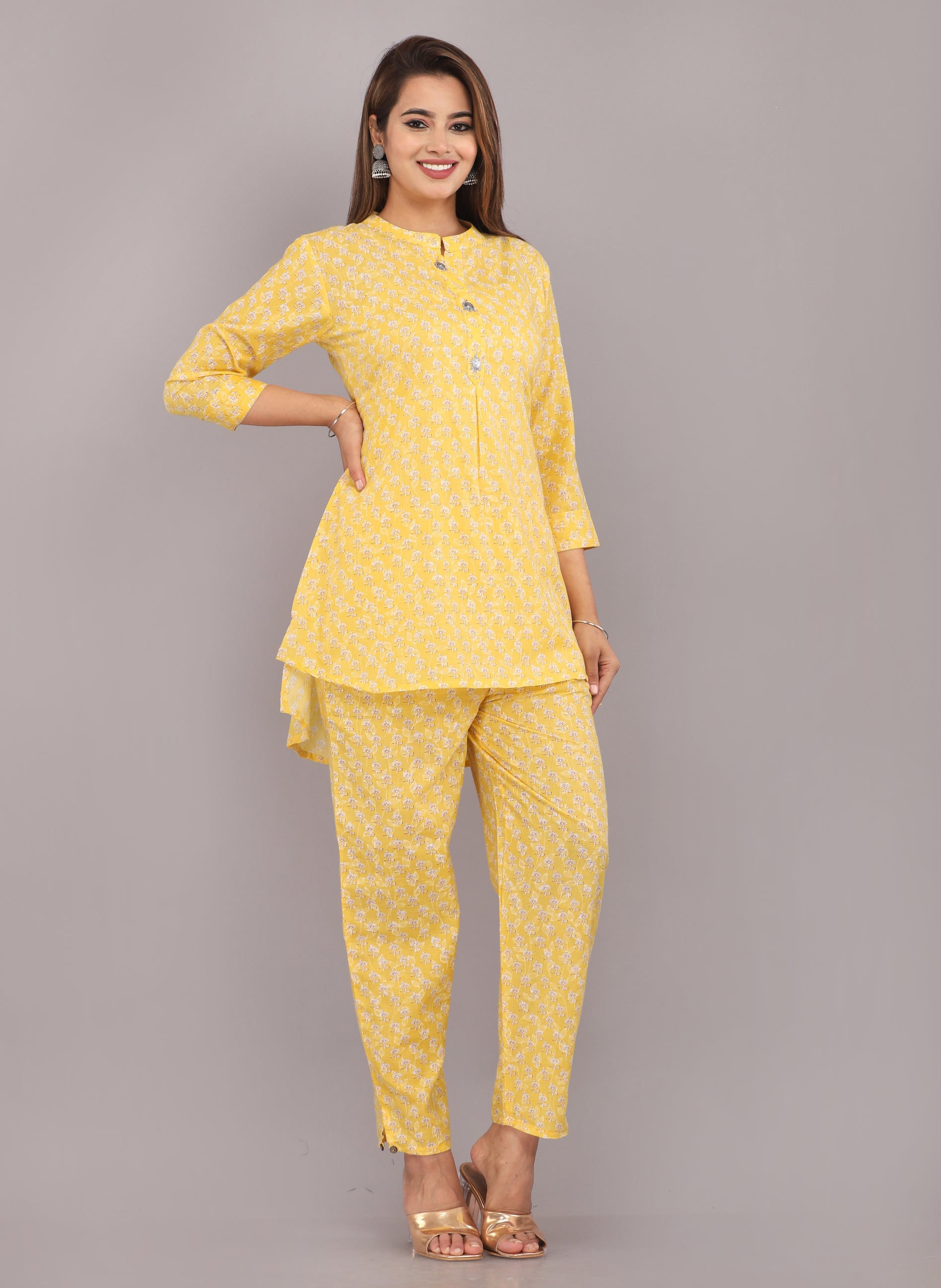 Yellow Printed Cotton Dream Coord Set