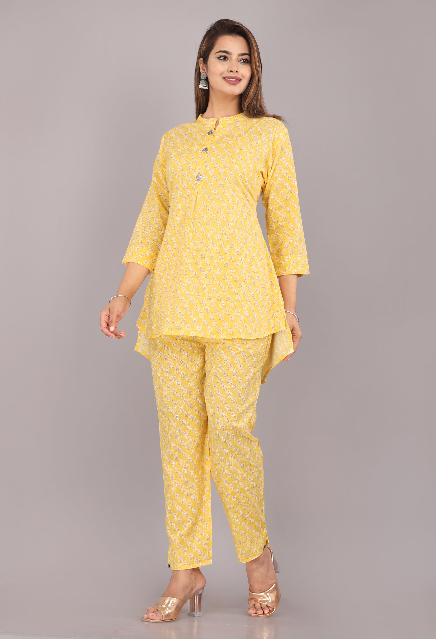 Yellow Printed Cotton Dream Coord Set
