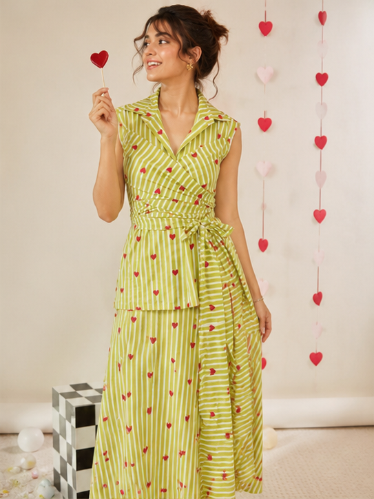 Pastel Mint Heart Wrap Co-Ord Set