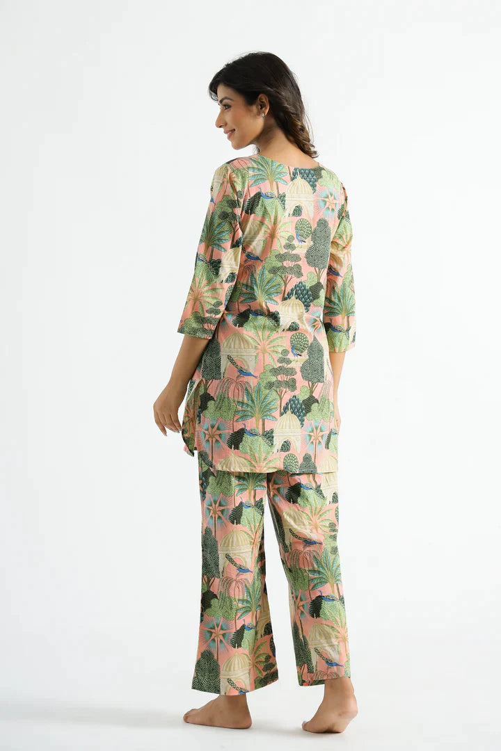 Fusion Green Peacock Cotton Coord Set (BOGO)