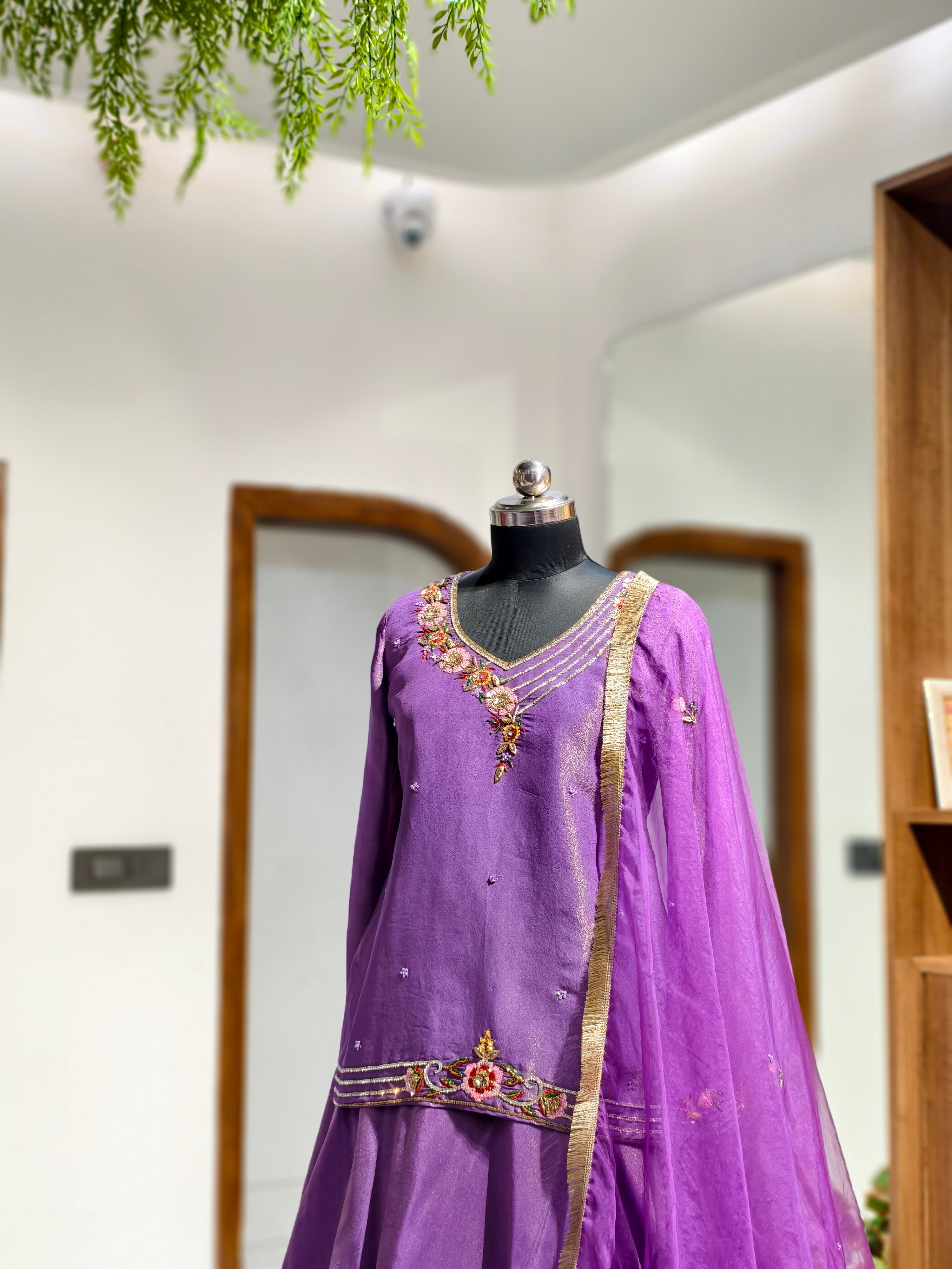 Regal Purple Tissue Lehenga Set