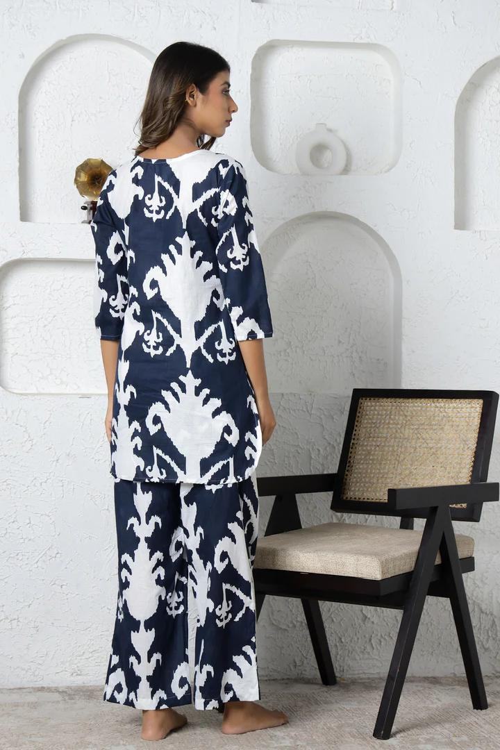 Fusion Blue & White Cotton Coord Set
