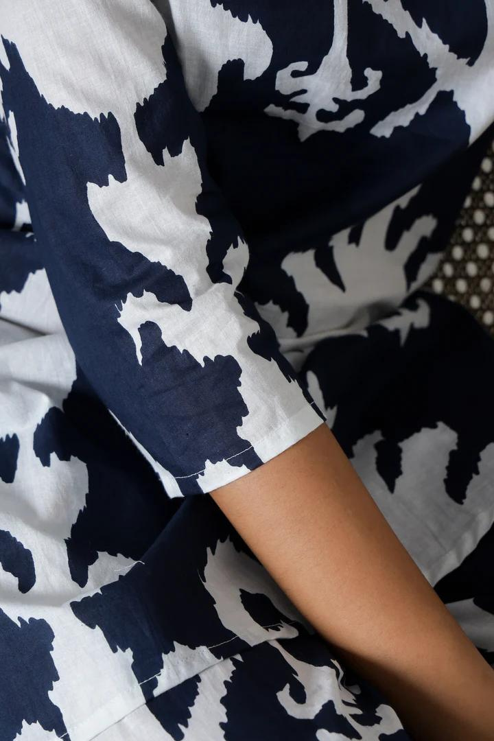 Fusion Blue & White Cotton Coord Set (BOGO)