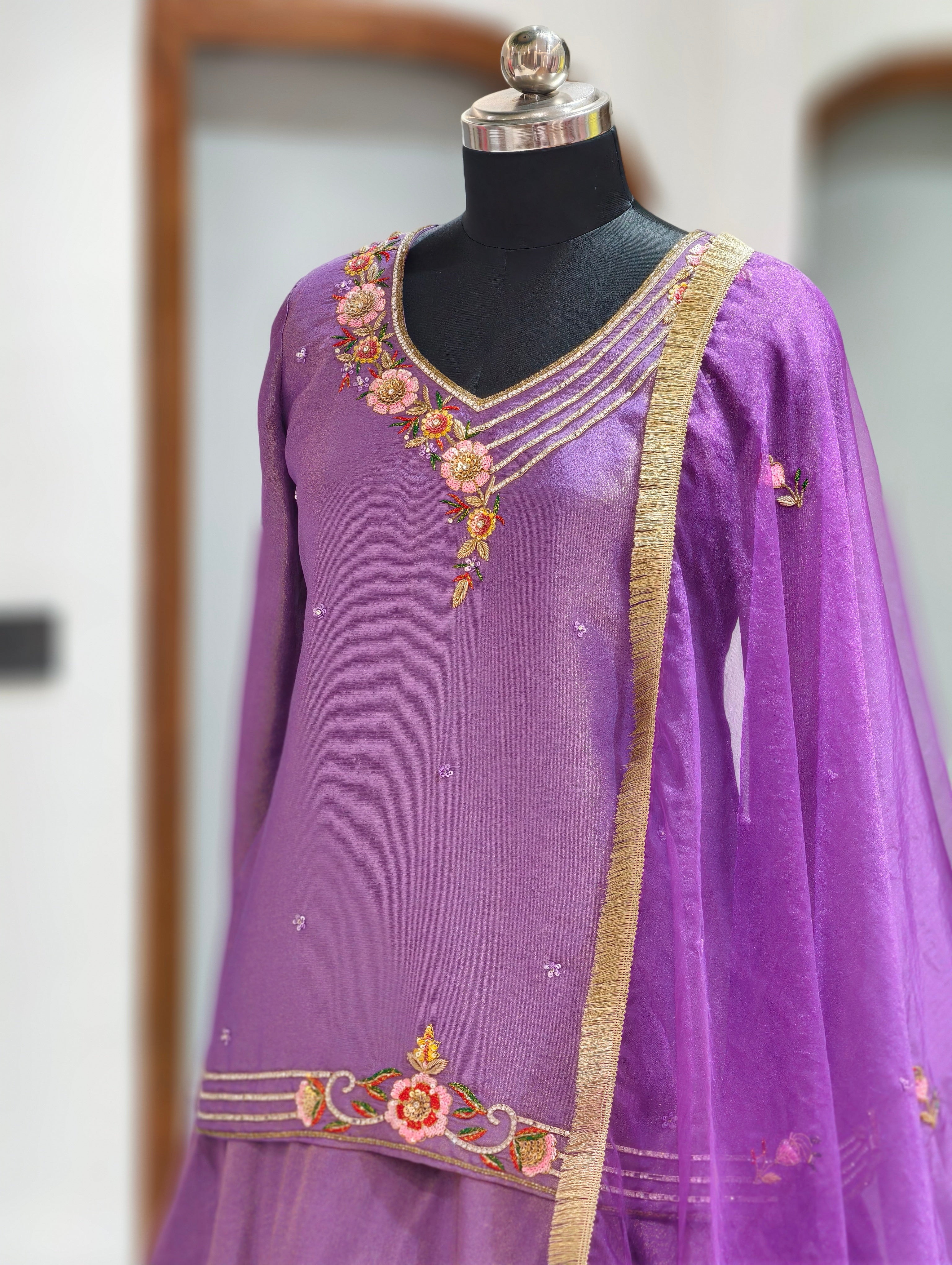 Regal Purple Tissue Lehenga Set
