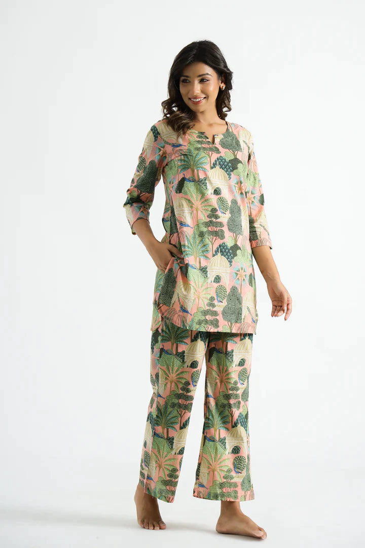Fusion Green Peacock Cotton Coord Set (BOGO)