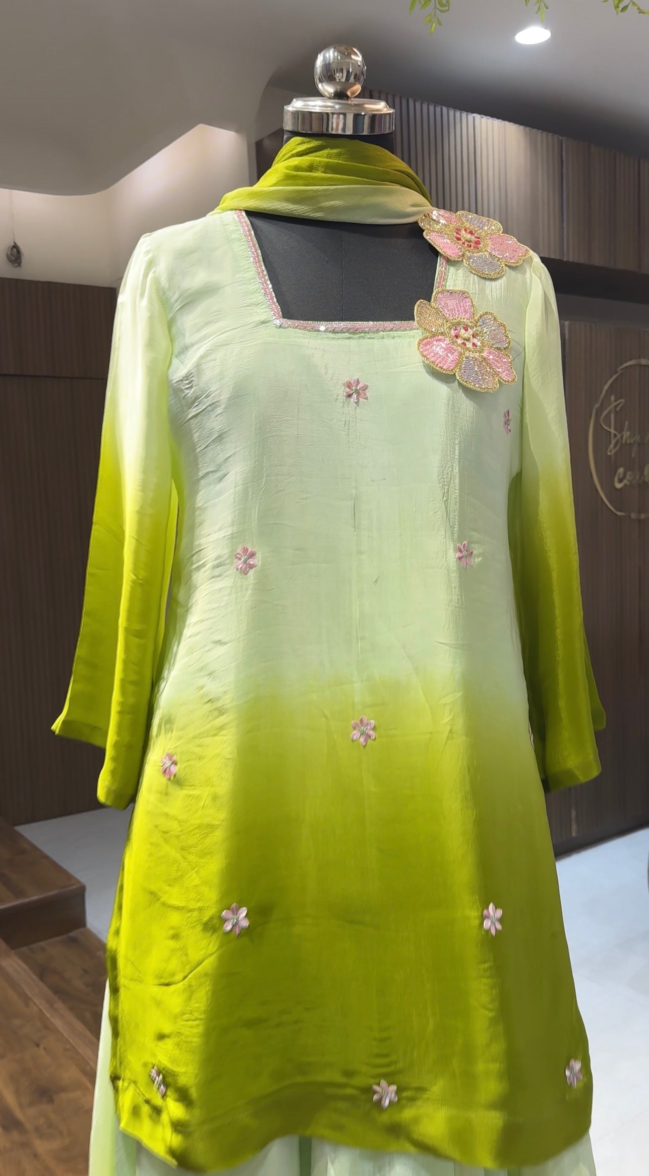 Olive Mist Ombre Kurta Set