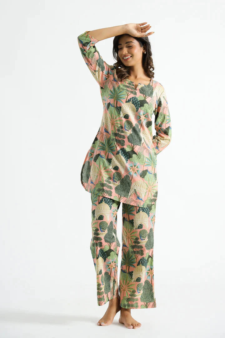 Fusion Green Peacock Cotton Coord Set (BOGO)