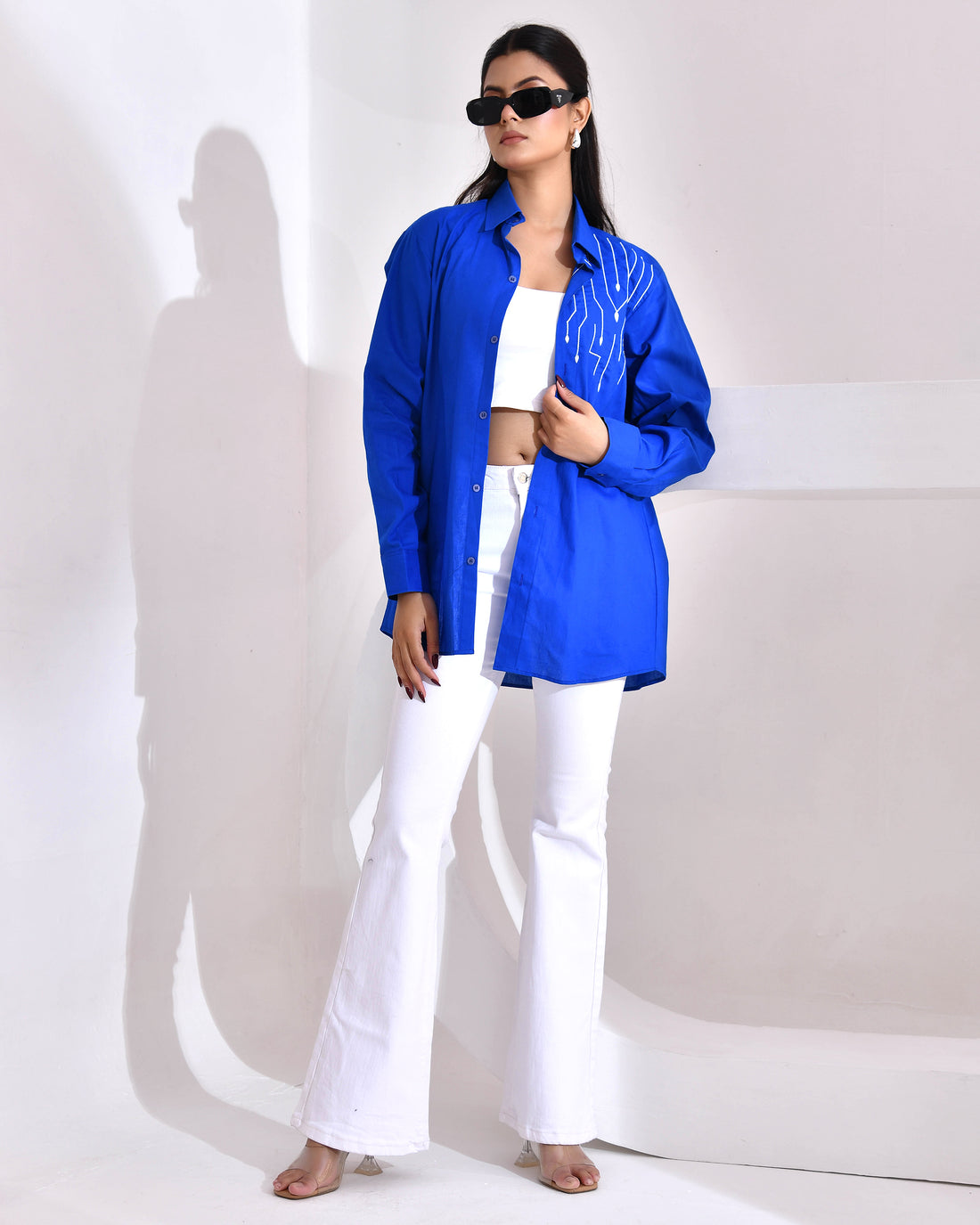 Electric Lines — Geometric Threadwork Shirt