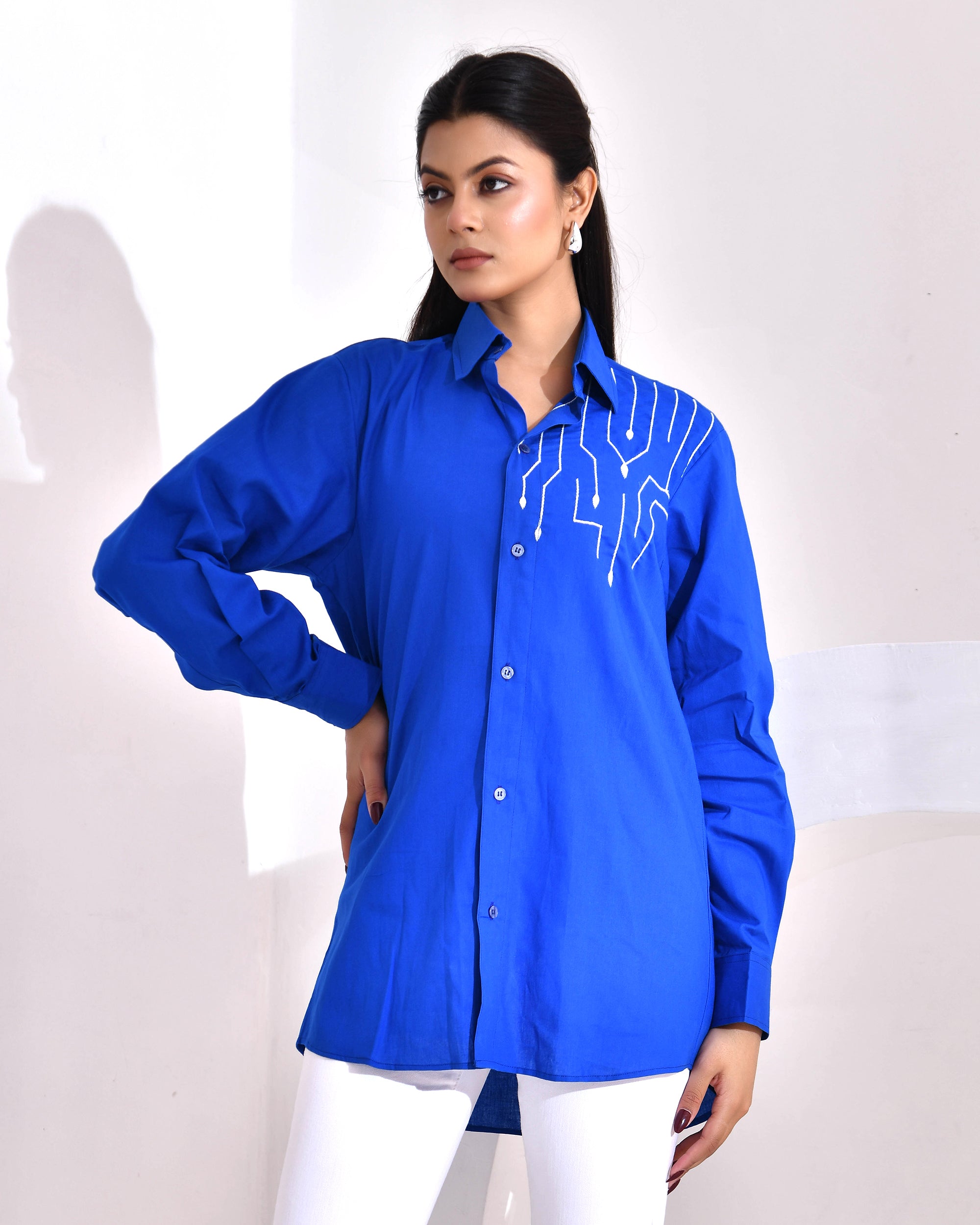Electric Lines — Geometric Threadwork Shirt