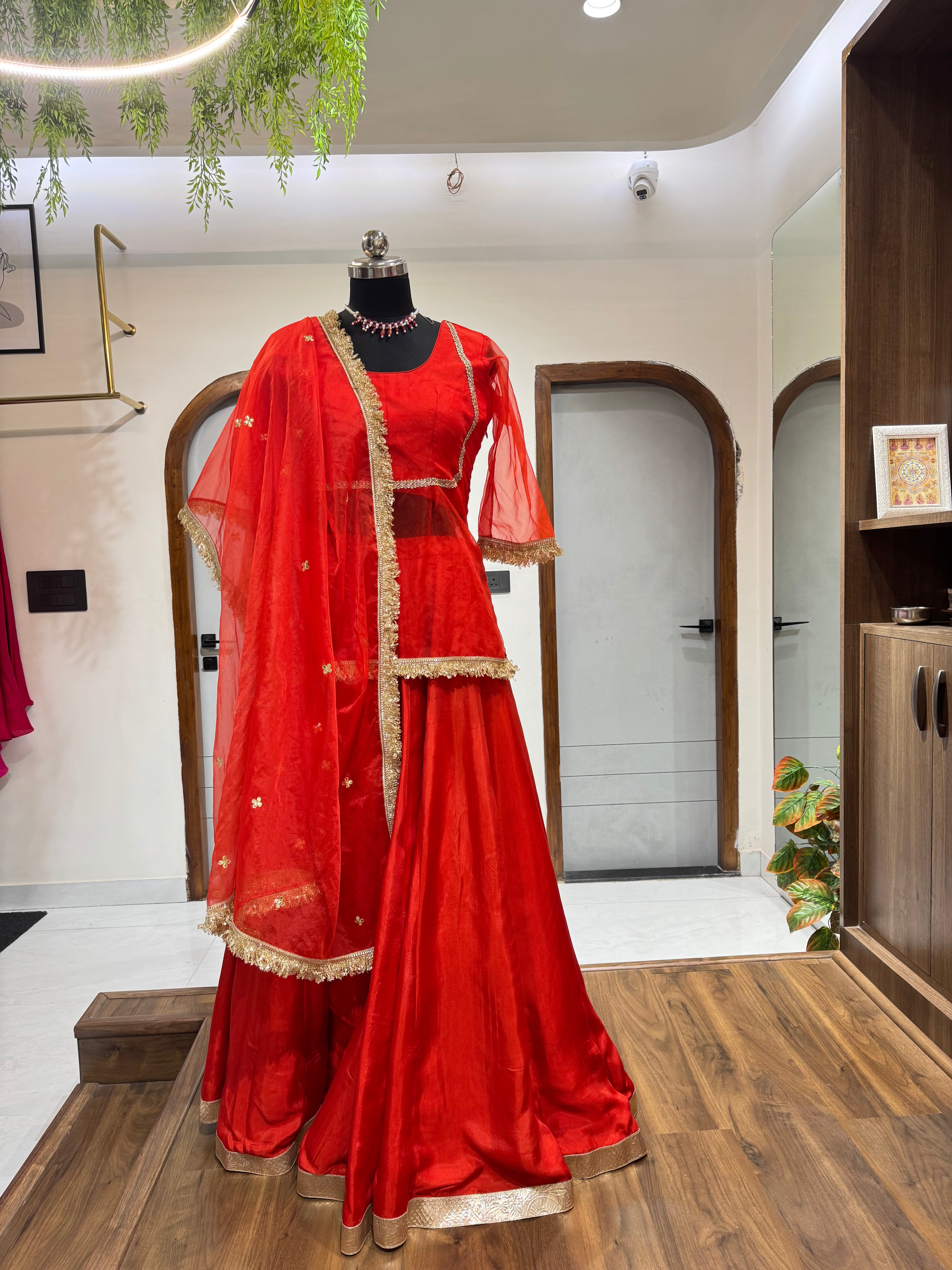 Lehenga with Organza Top