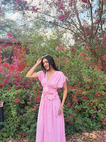 Baby Pink 3D Flower Dress