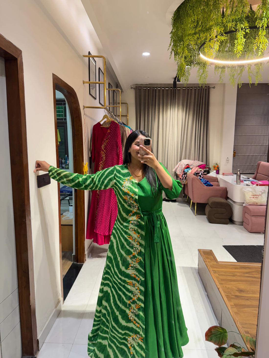 Emerald Leheriya Shrug Gown