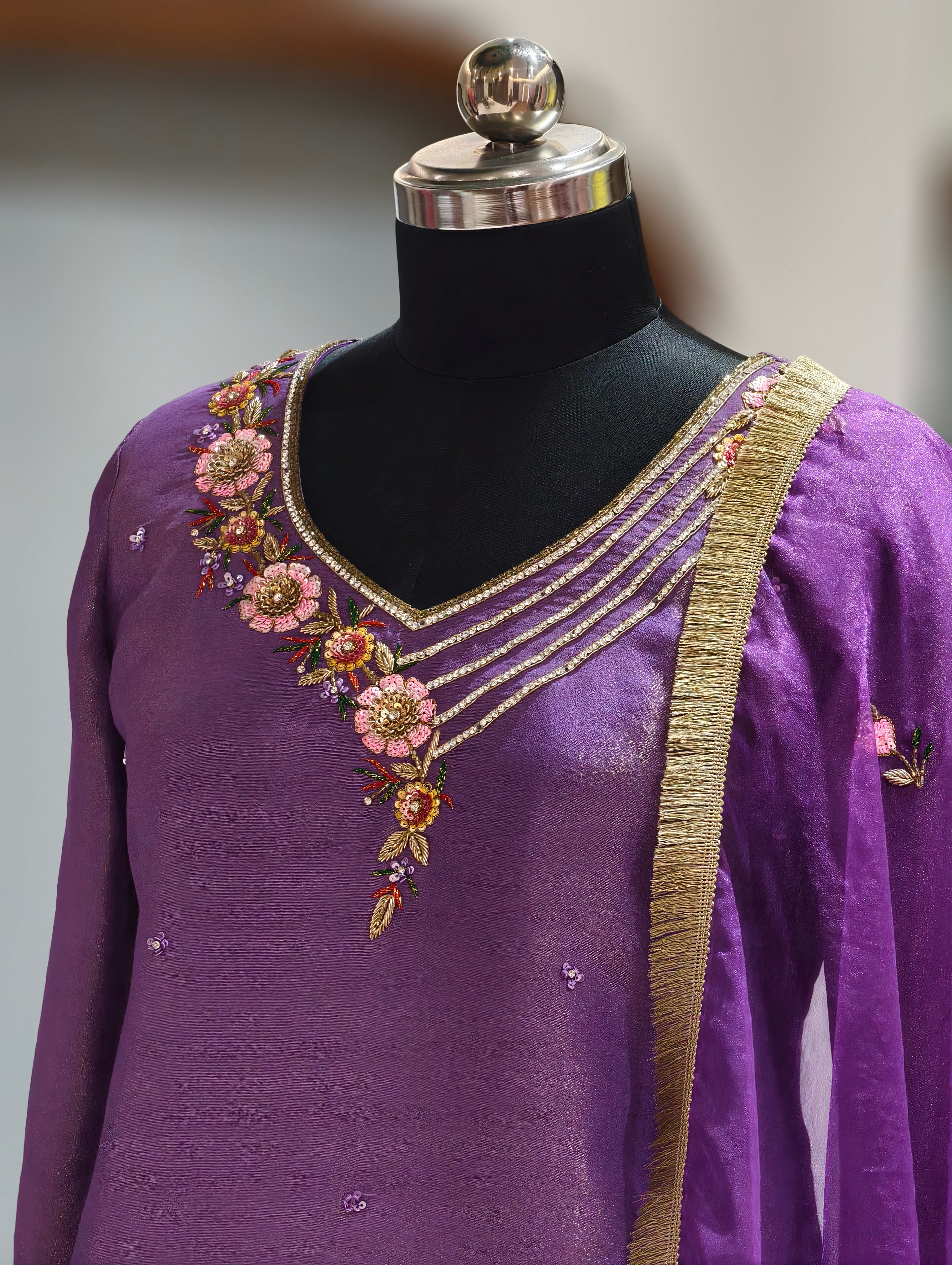 Regal Purple Tissue Lehenga Set
