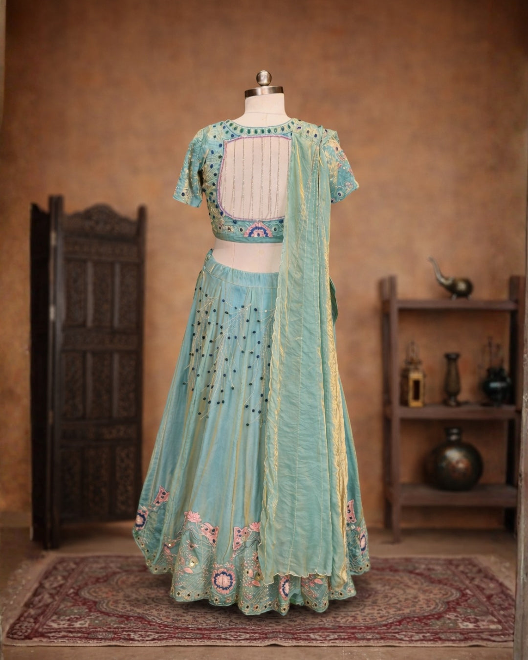 Shimmer Blue Lehenga Set