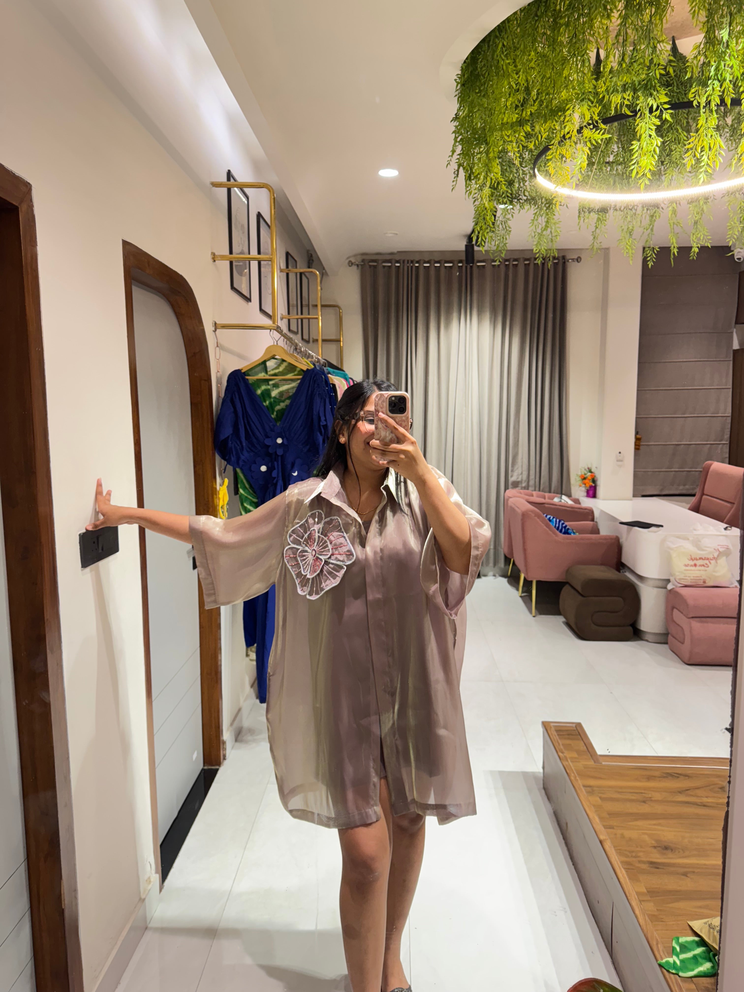 Metallic shirt dress