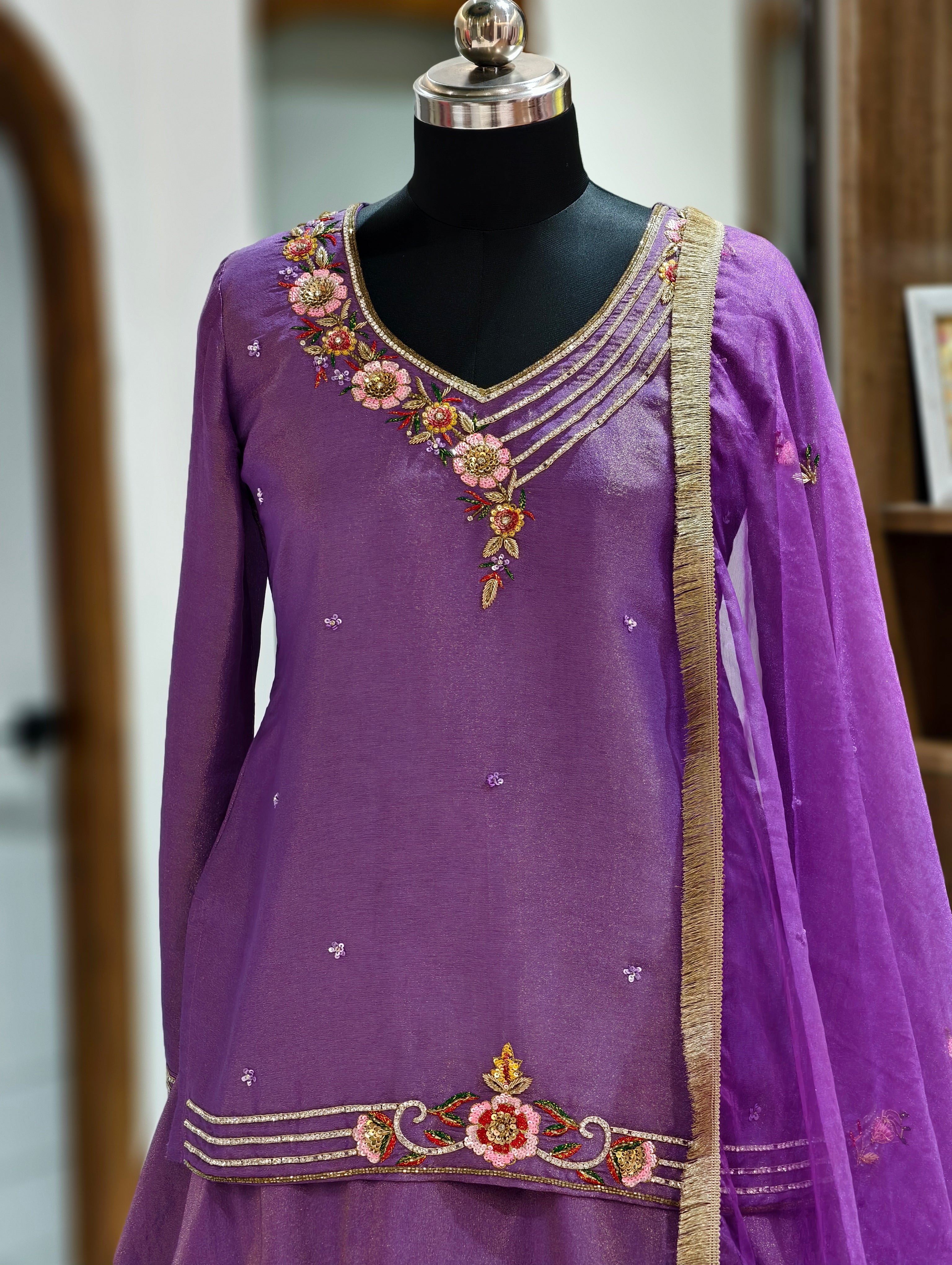 Regal Purple Tissue Lehenga Set