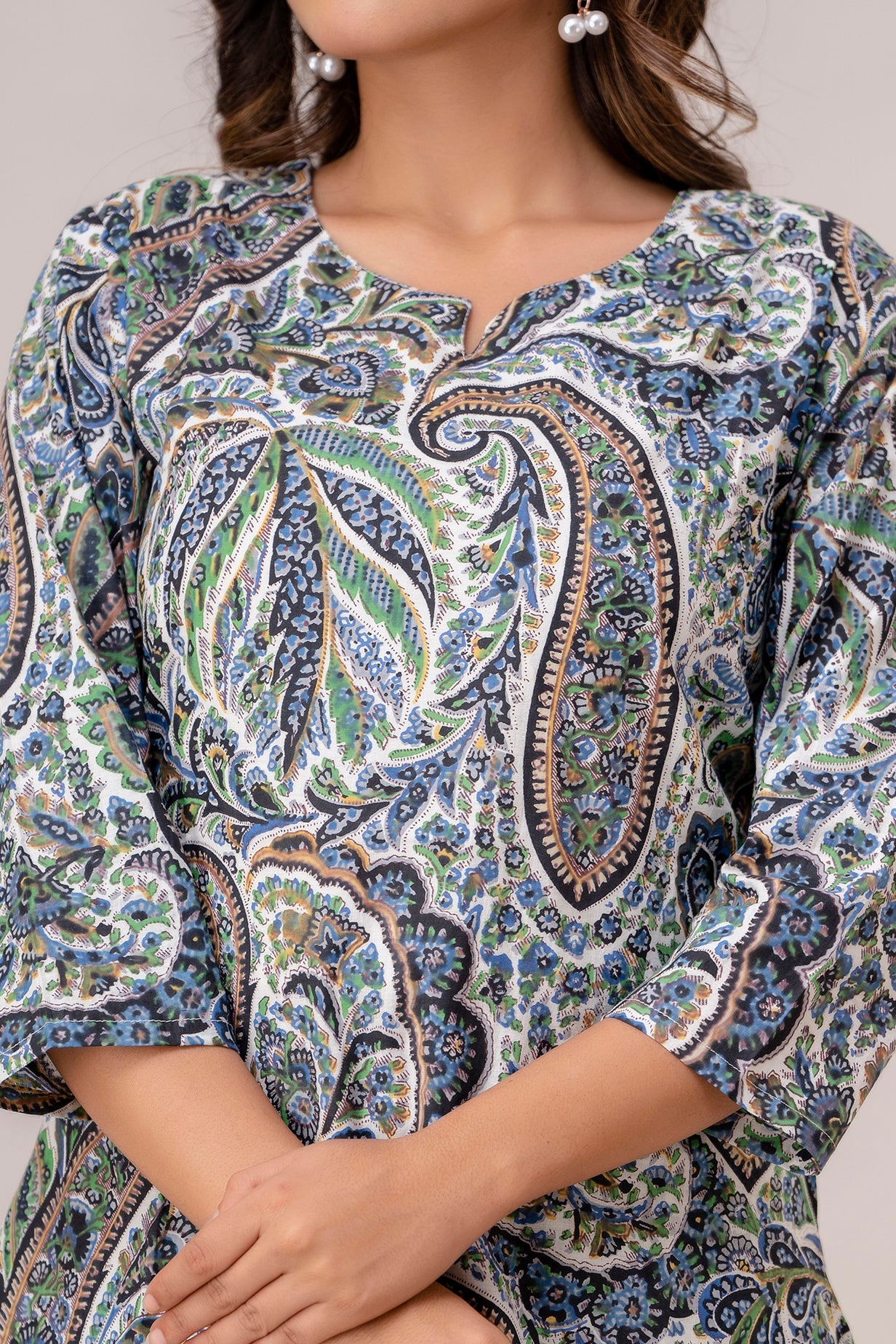 Fusion Blue Floral Print Cotton Coord Set