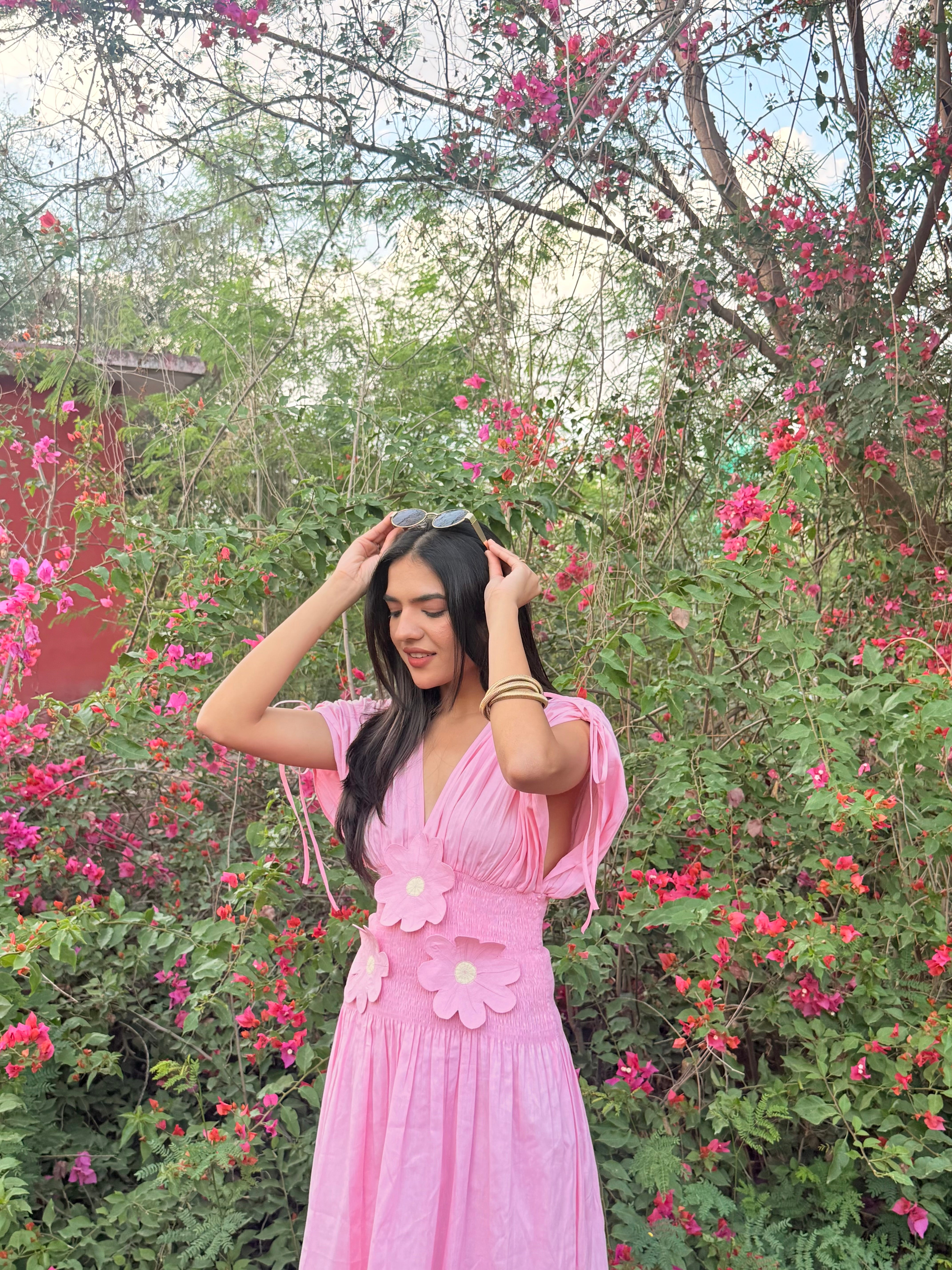 Baby Pink 3D Flower Dress