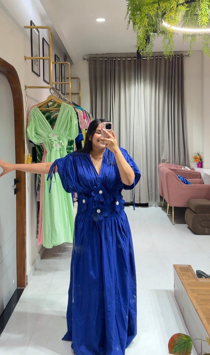 Blue 3D flower dress