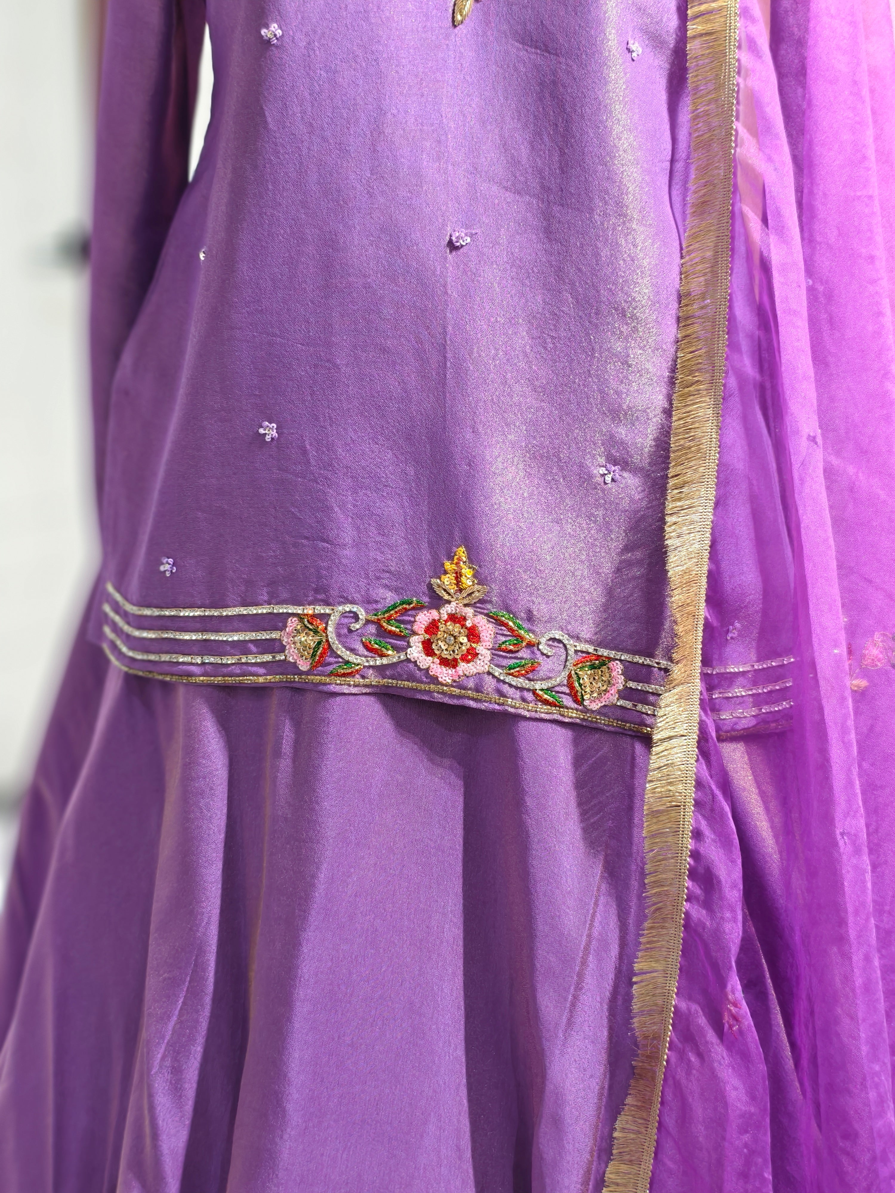 Regal Purple Tissue Lehenga Set