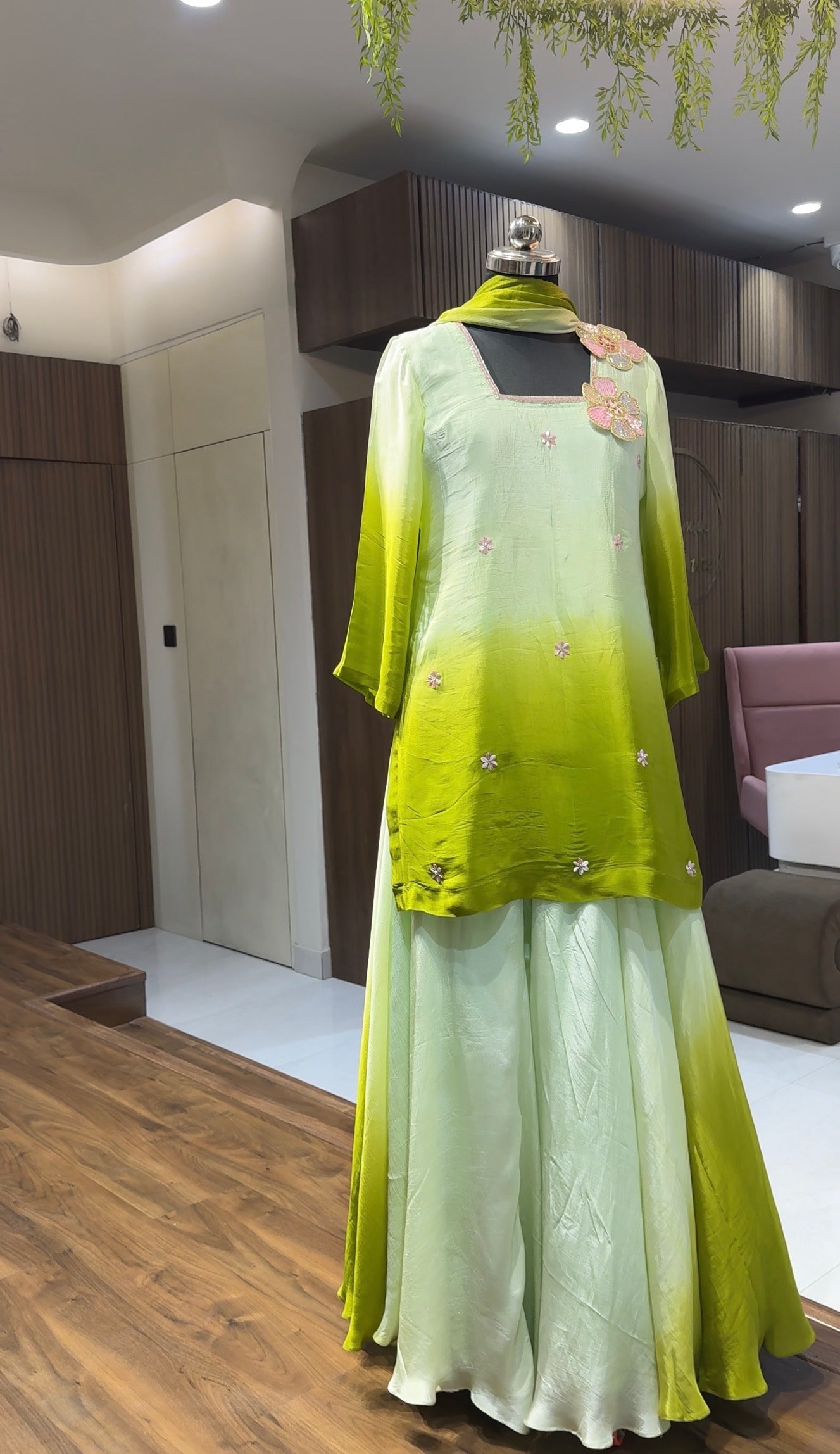 Olive Mist Ombre Kurta Set