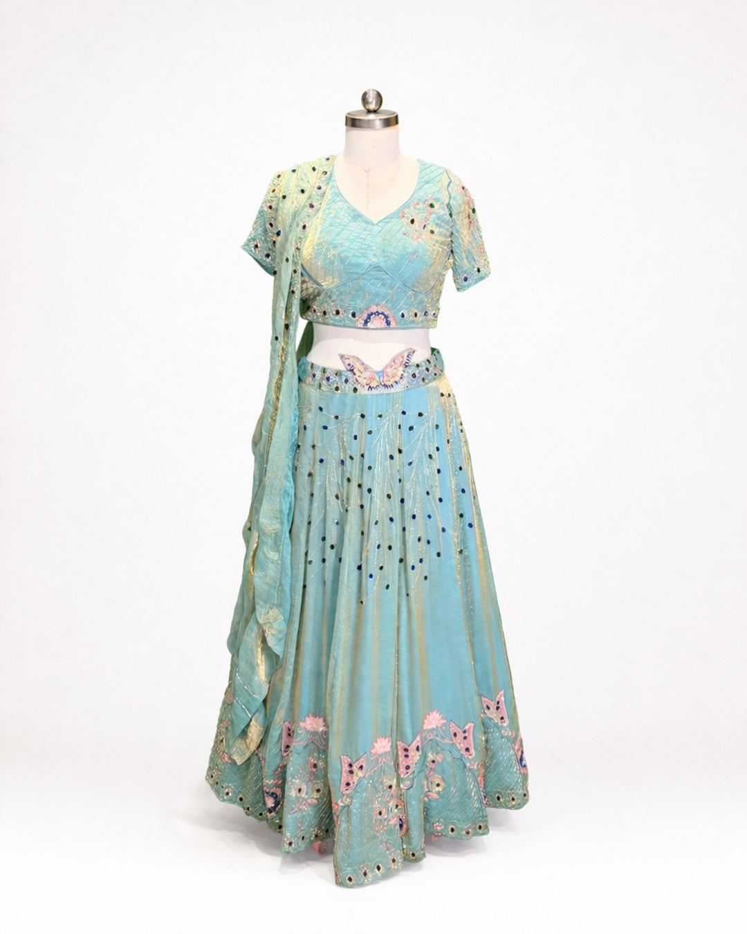 Shimmer Blue Lehenga Set