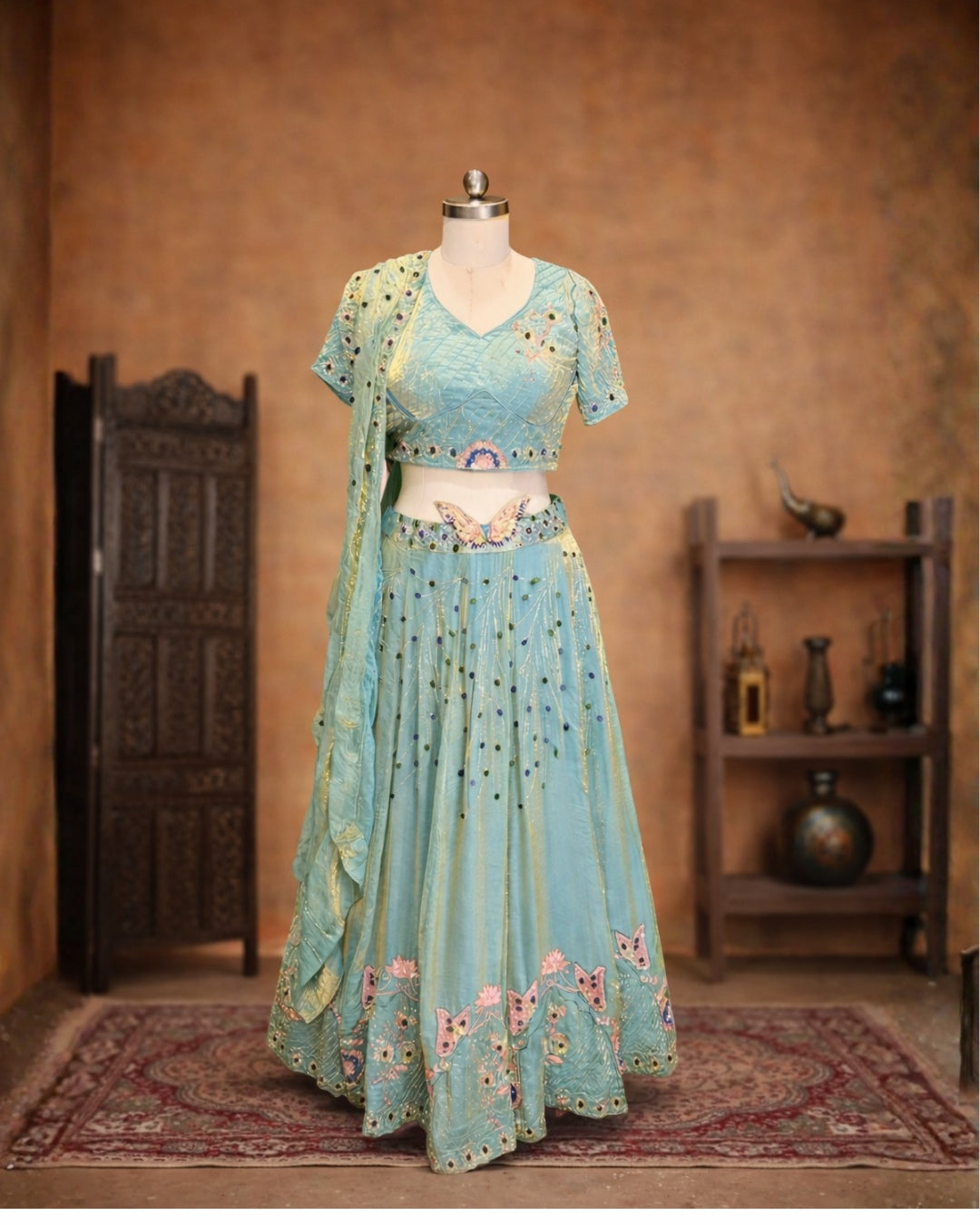 Shimmer Blue Lehenga Set