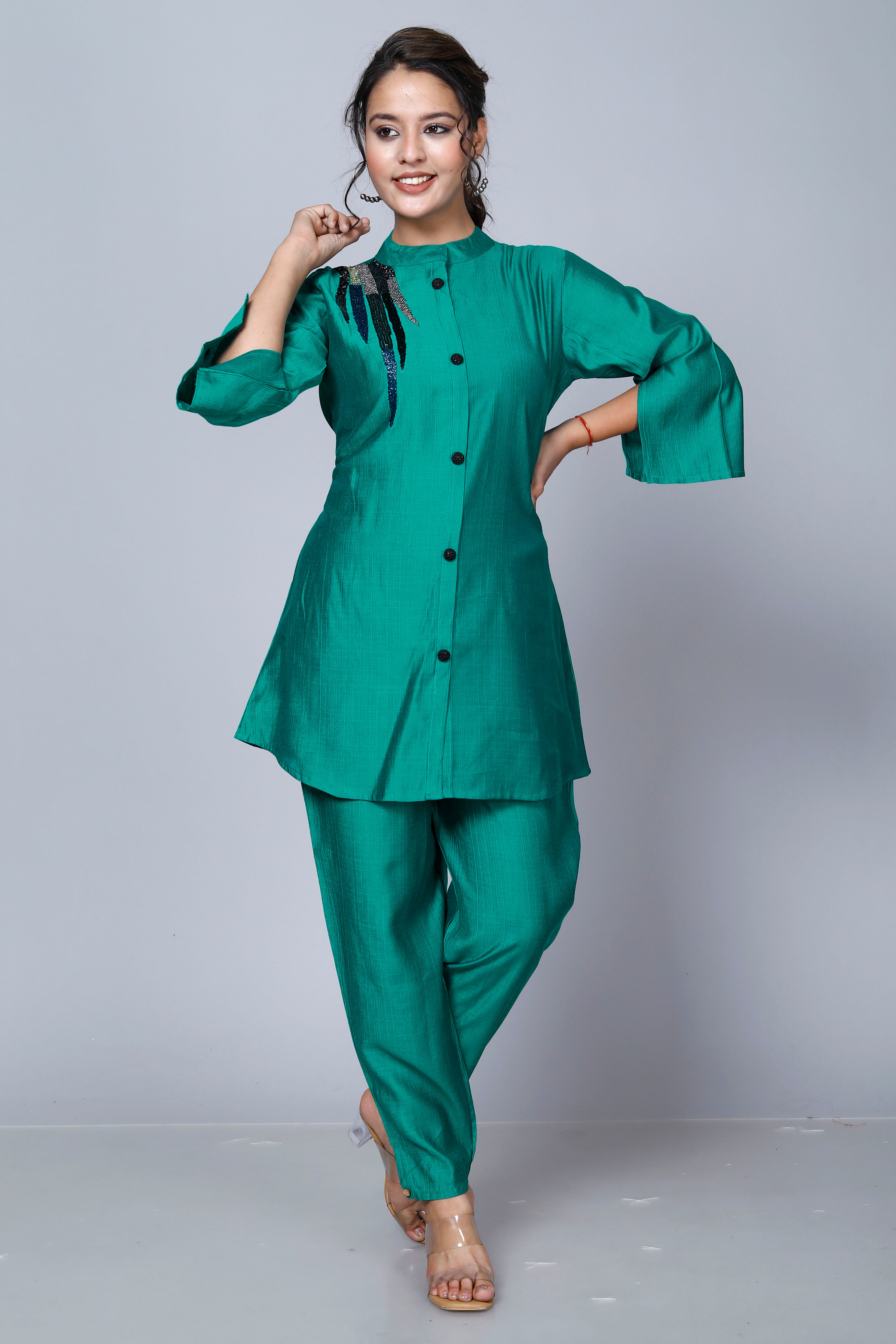 TEAL DREAMSCAPE ABSTRACT ELEGANCE COORD SET