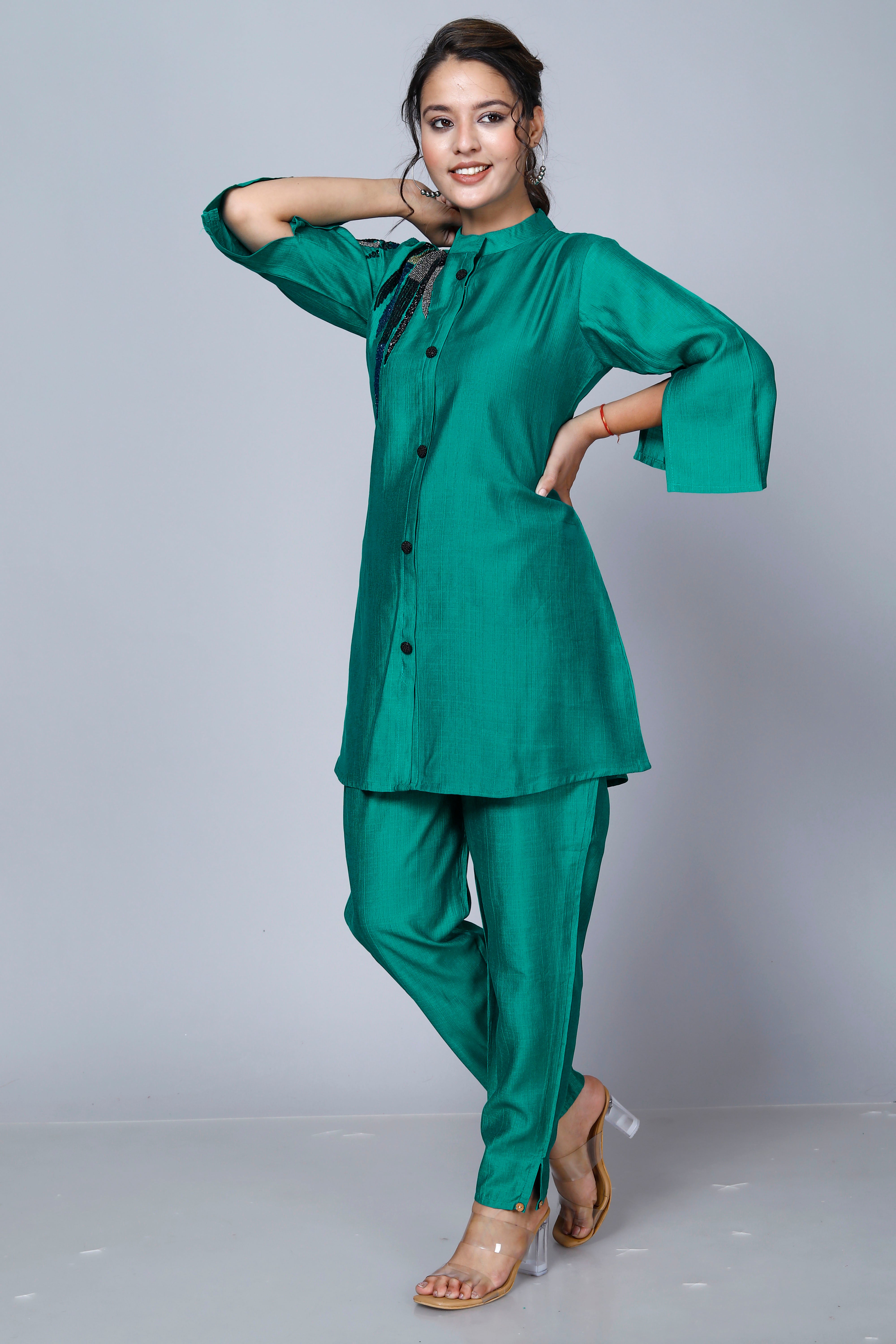 TEAL DREAMSCAPE ABSTRACT ELEGANCE COORD SET