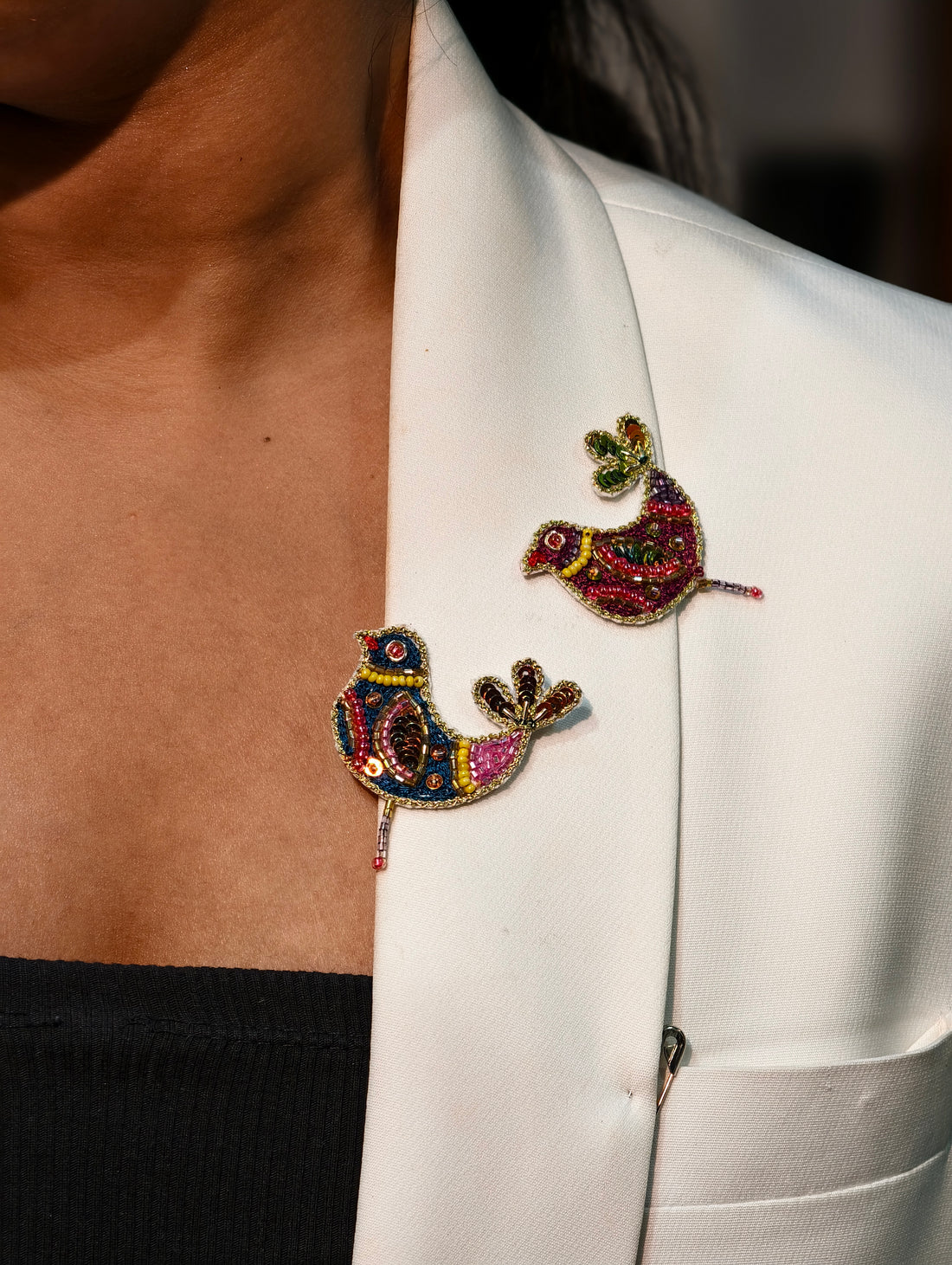 Twin Heritage Birds Brooch