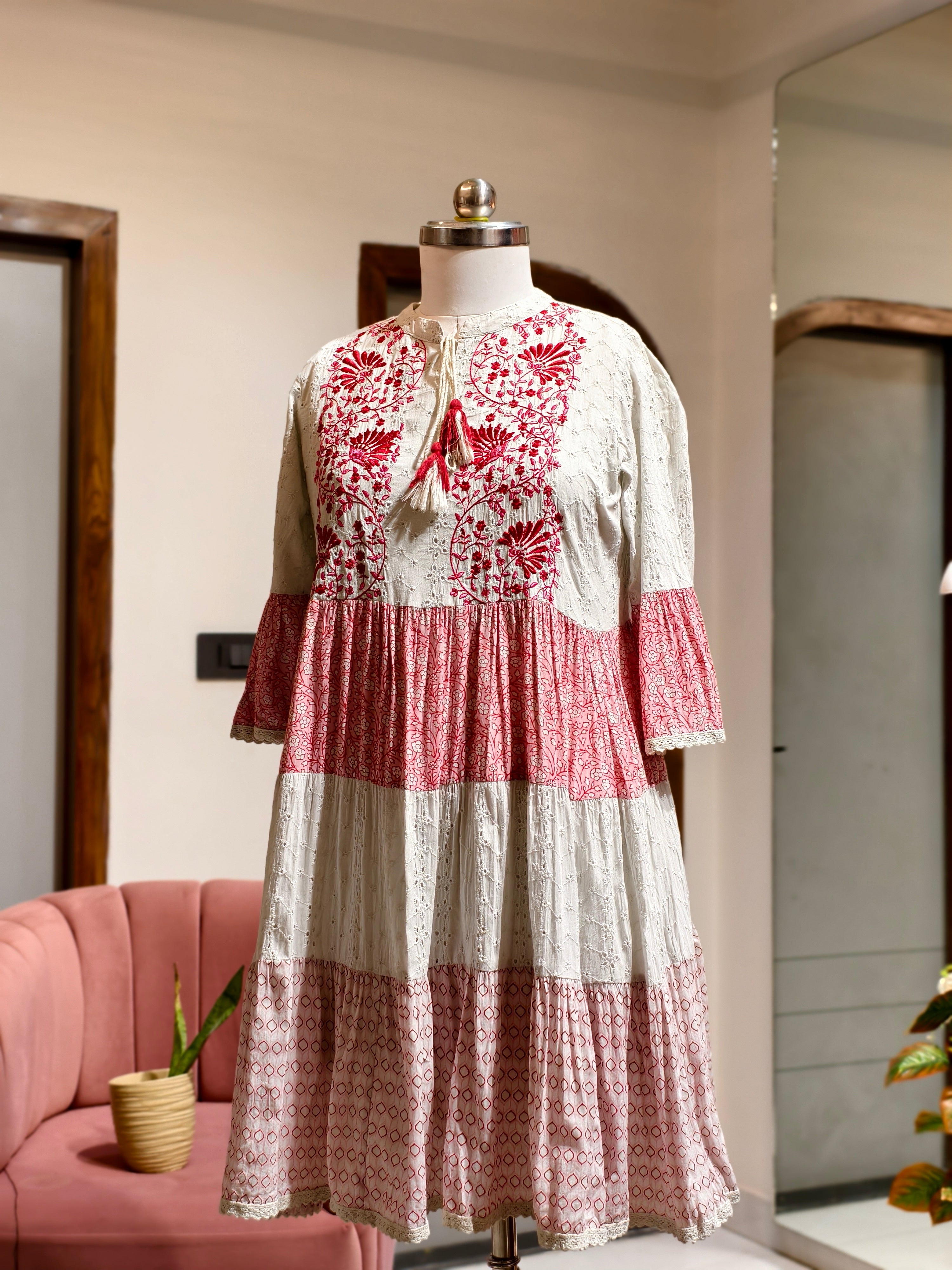 Blush Bloom Chikankari Dress