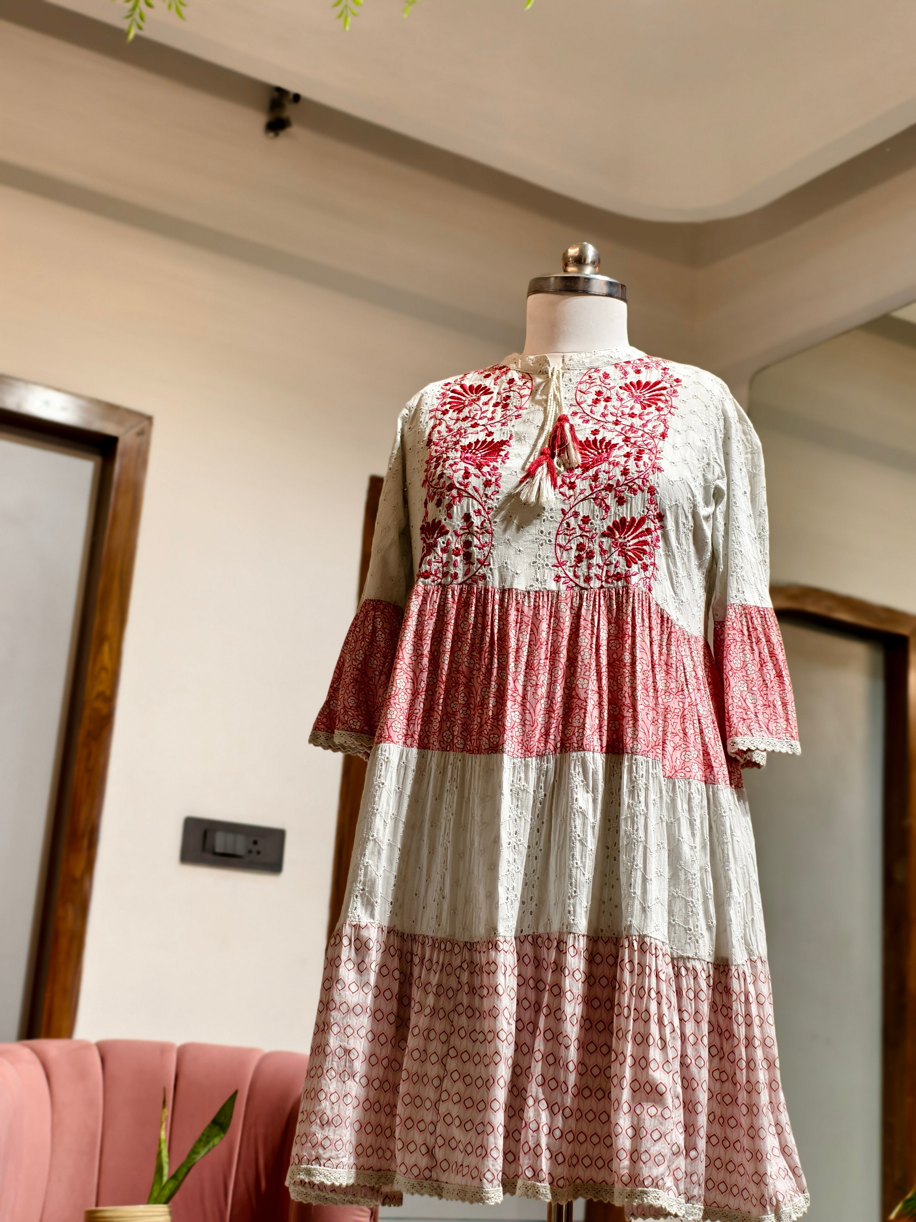 Blush Bloom Chikankari Dress