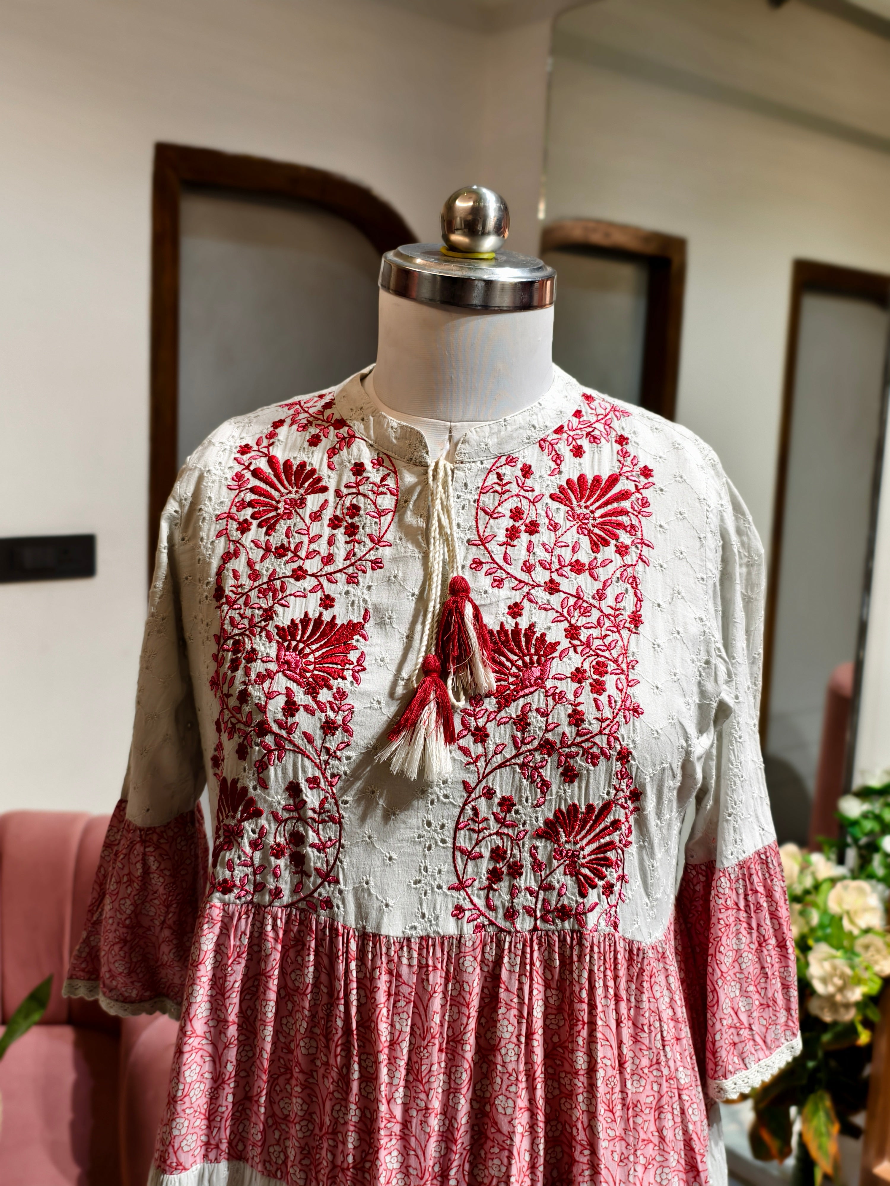 Blush Bloom Chikankari Dress