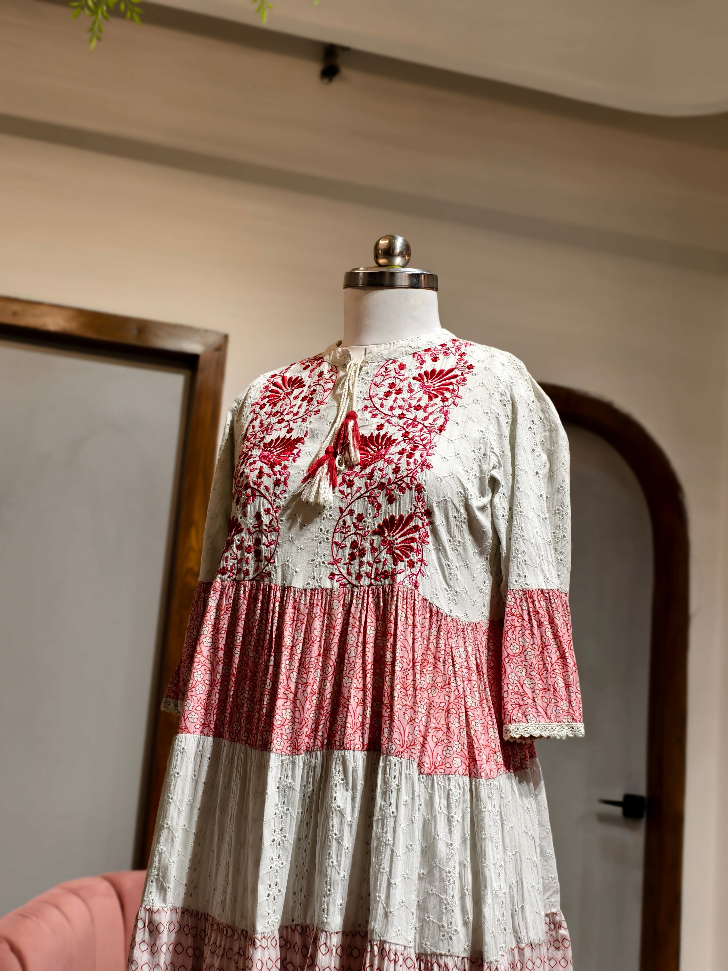 Blush Bloom Chikankari Dress